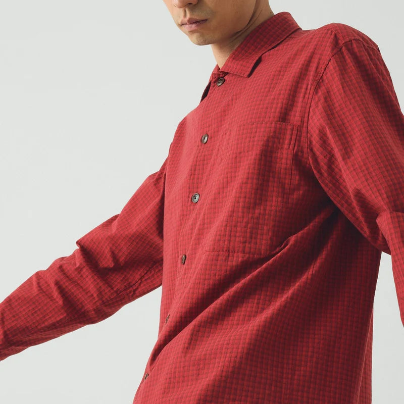 Graph Paper Check Cotton Shirt