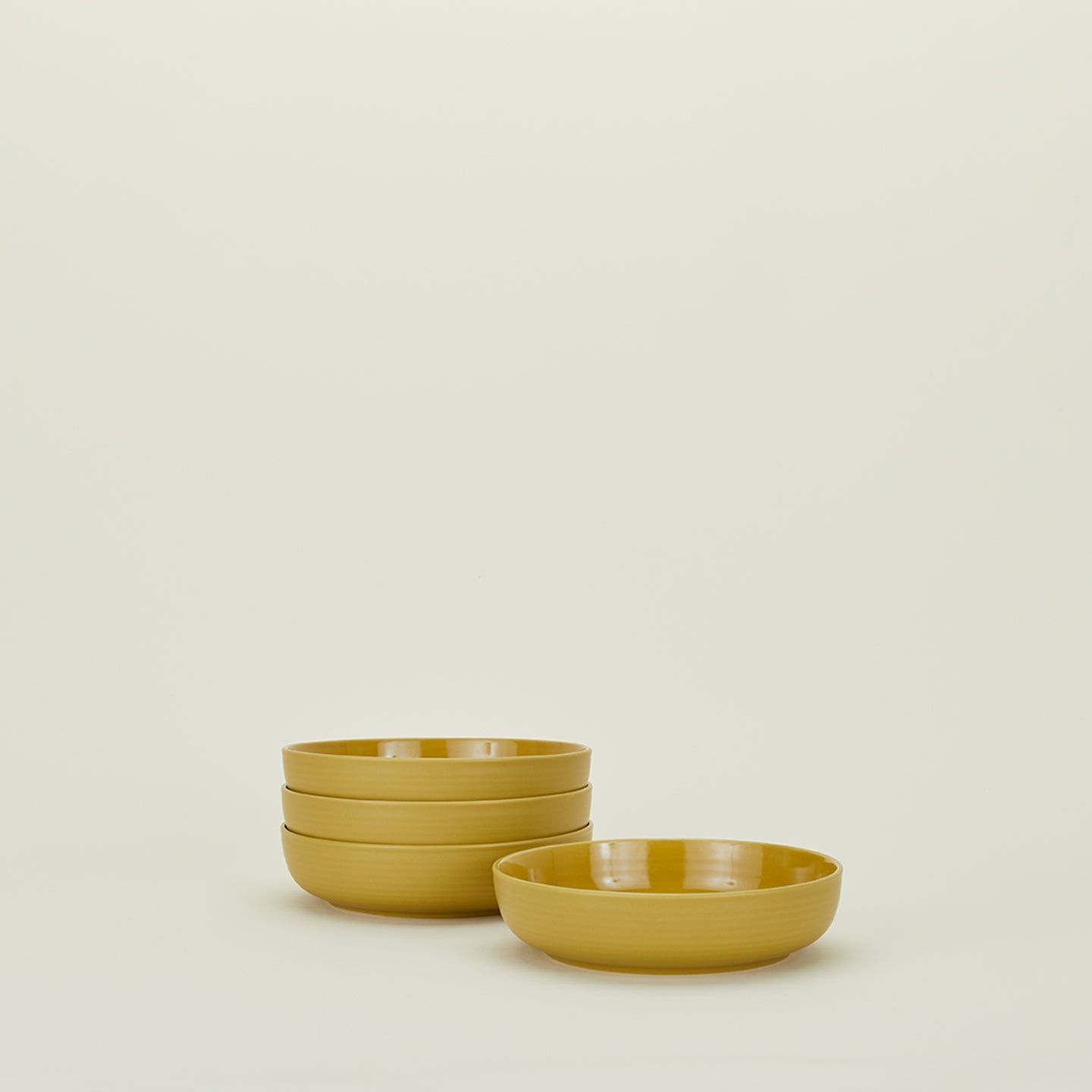 ESSENTIAL LOW BOWL - SET OF 4, MUSTARD