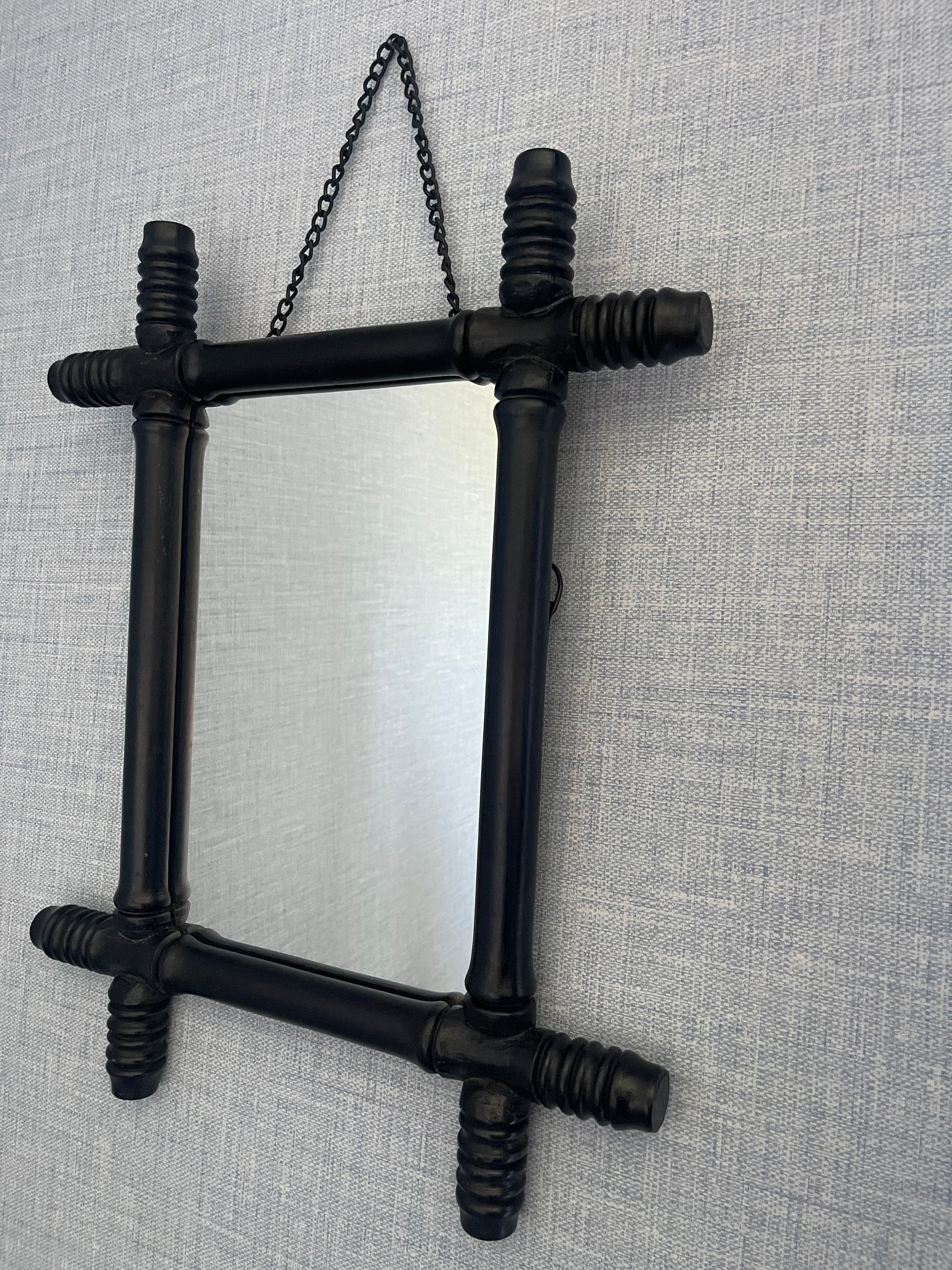 Bobbin Wooden Framed Mirror - Black