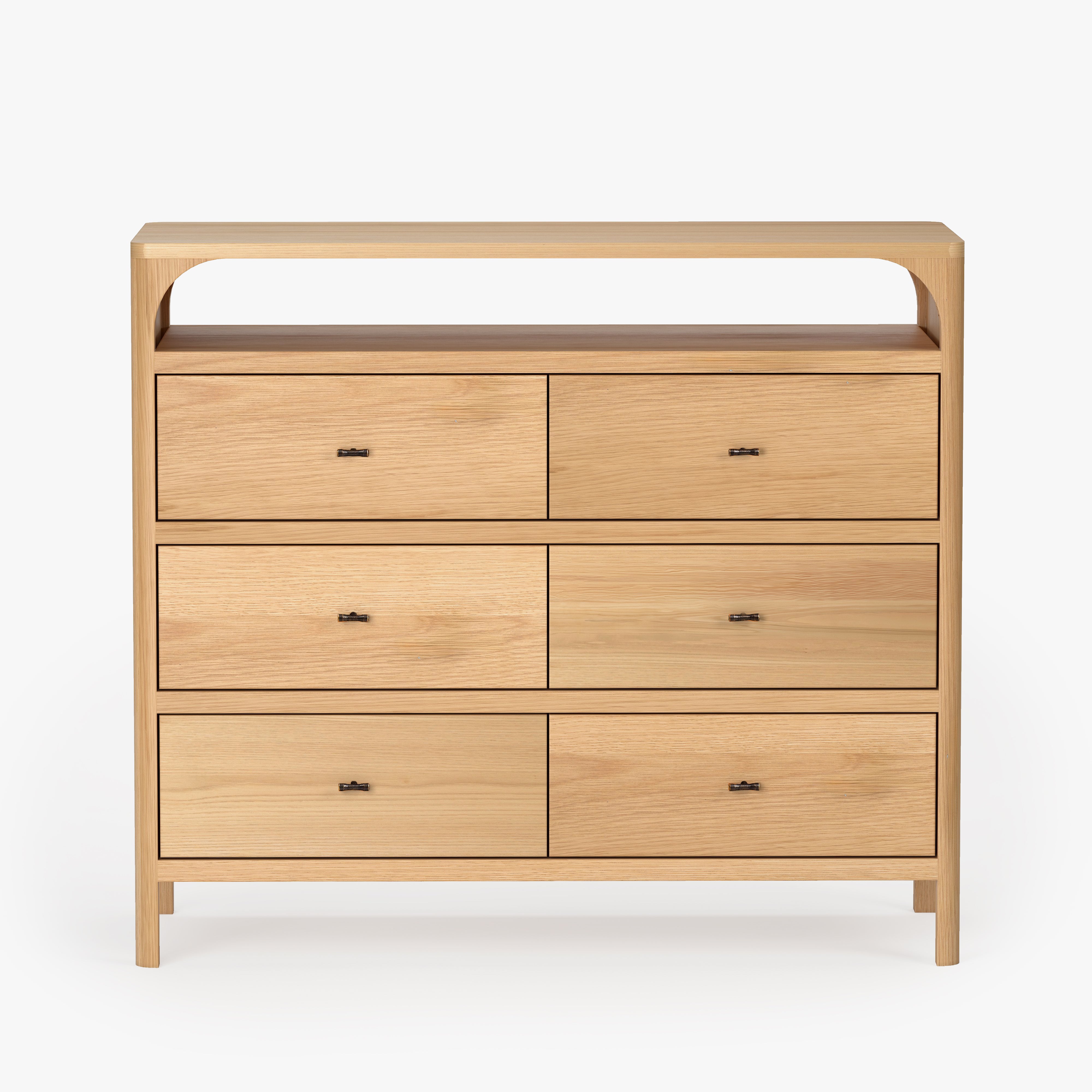 Cali 6-Drawer Oak Dresser