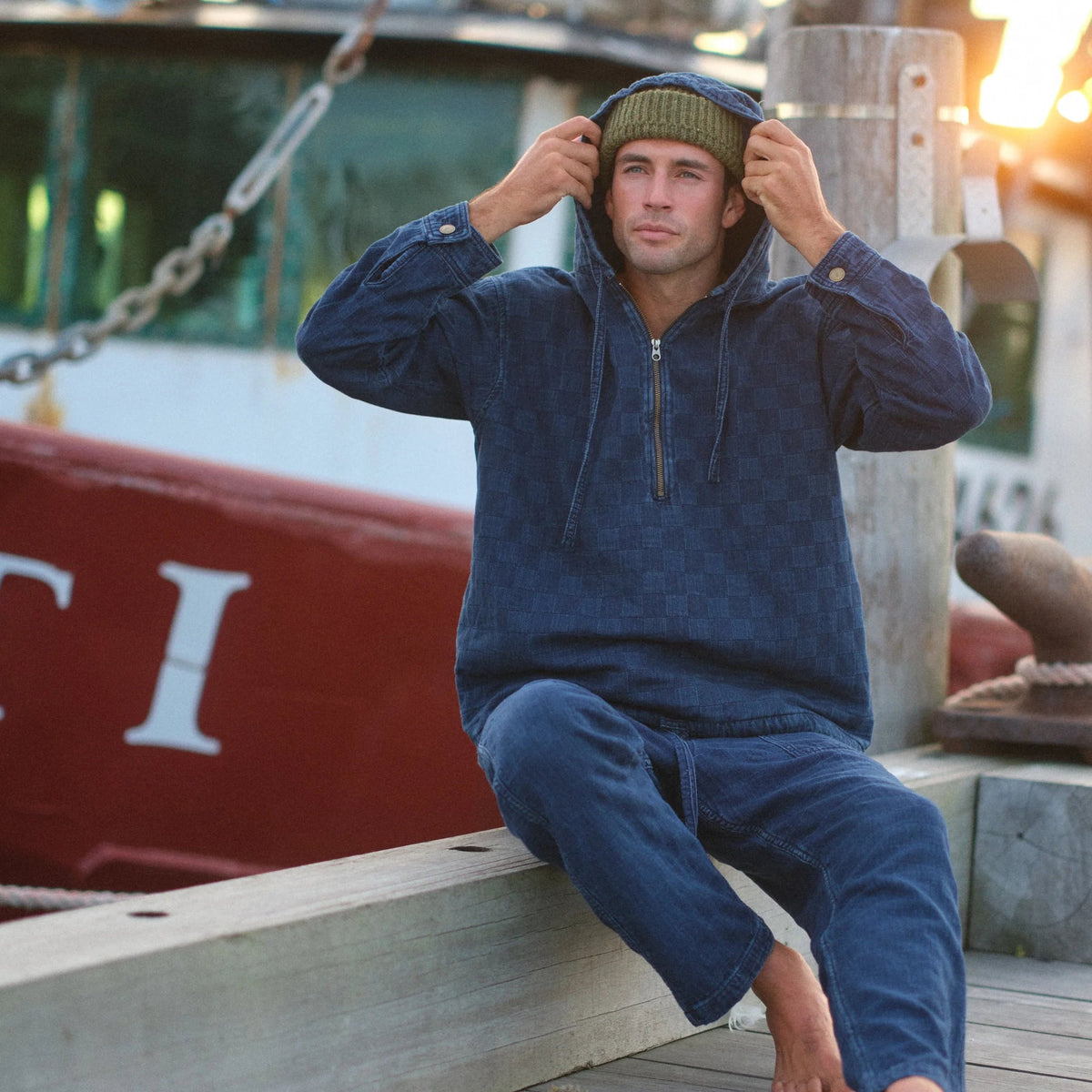 Boro Patchwork Denim Hoodie - Unisex