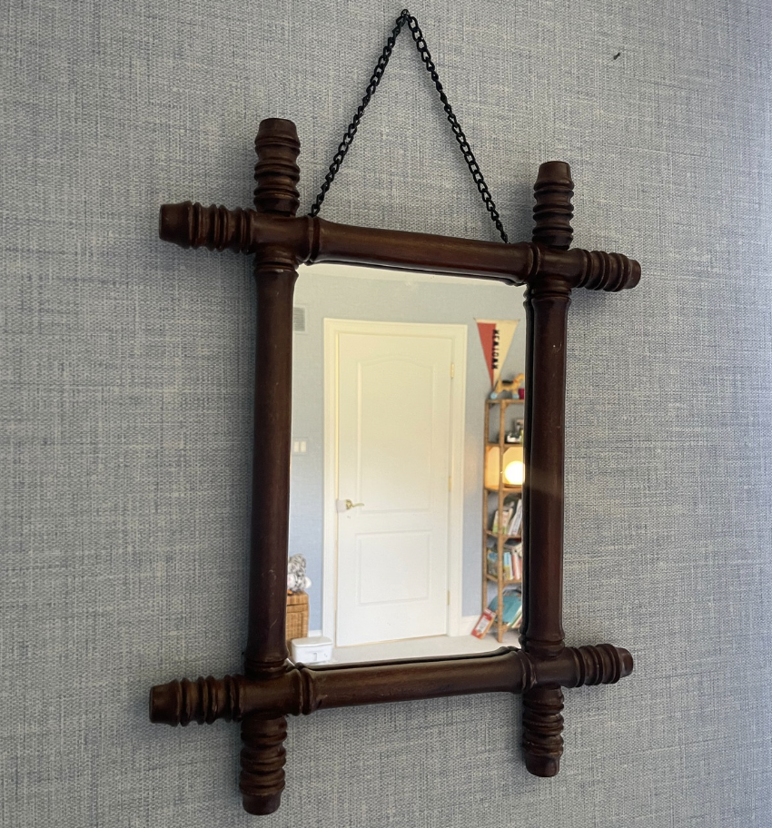 Bobbin Wooden Framed Mirror - Brown