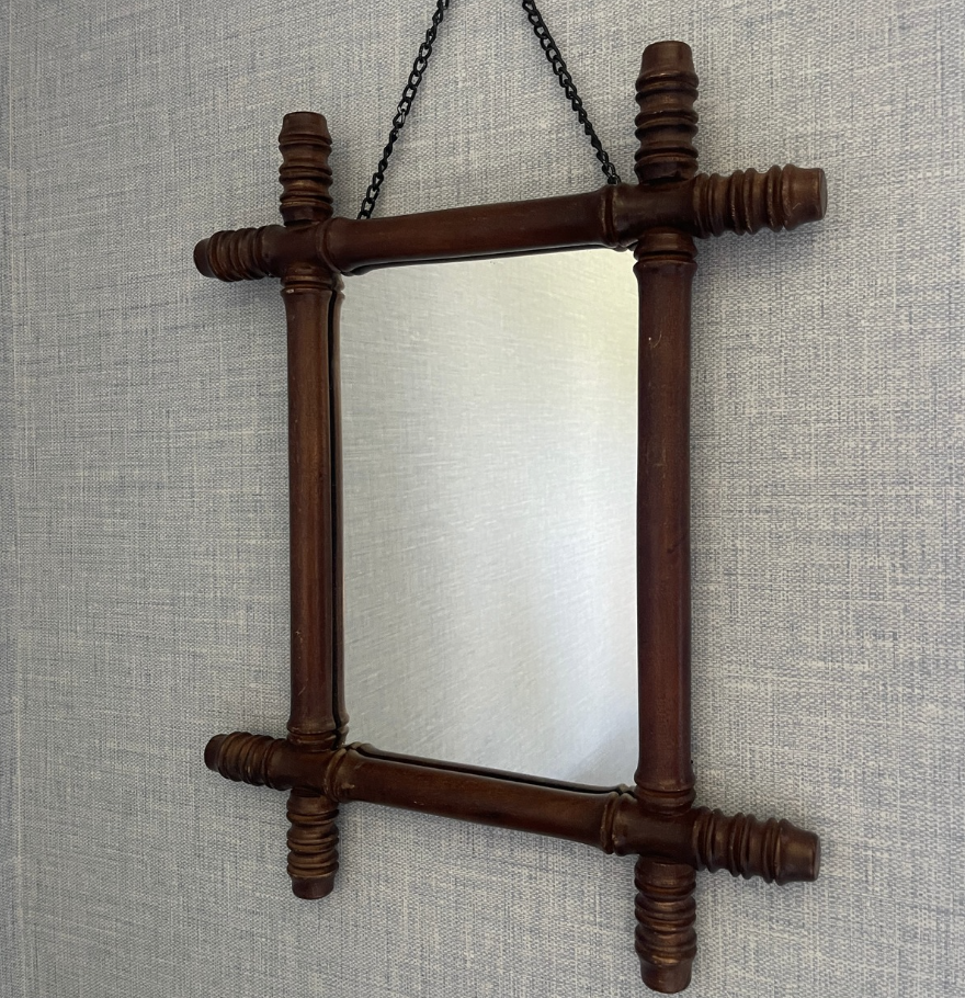 Bobbin Wooden Framed Mirror - Brown