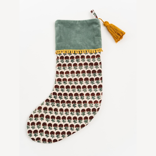 Floral Block Print Stocking