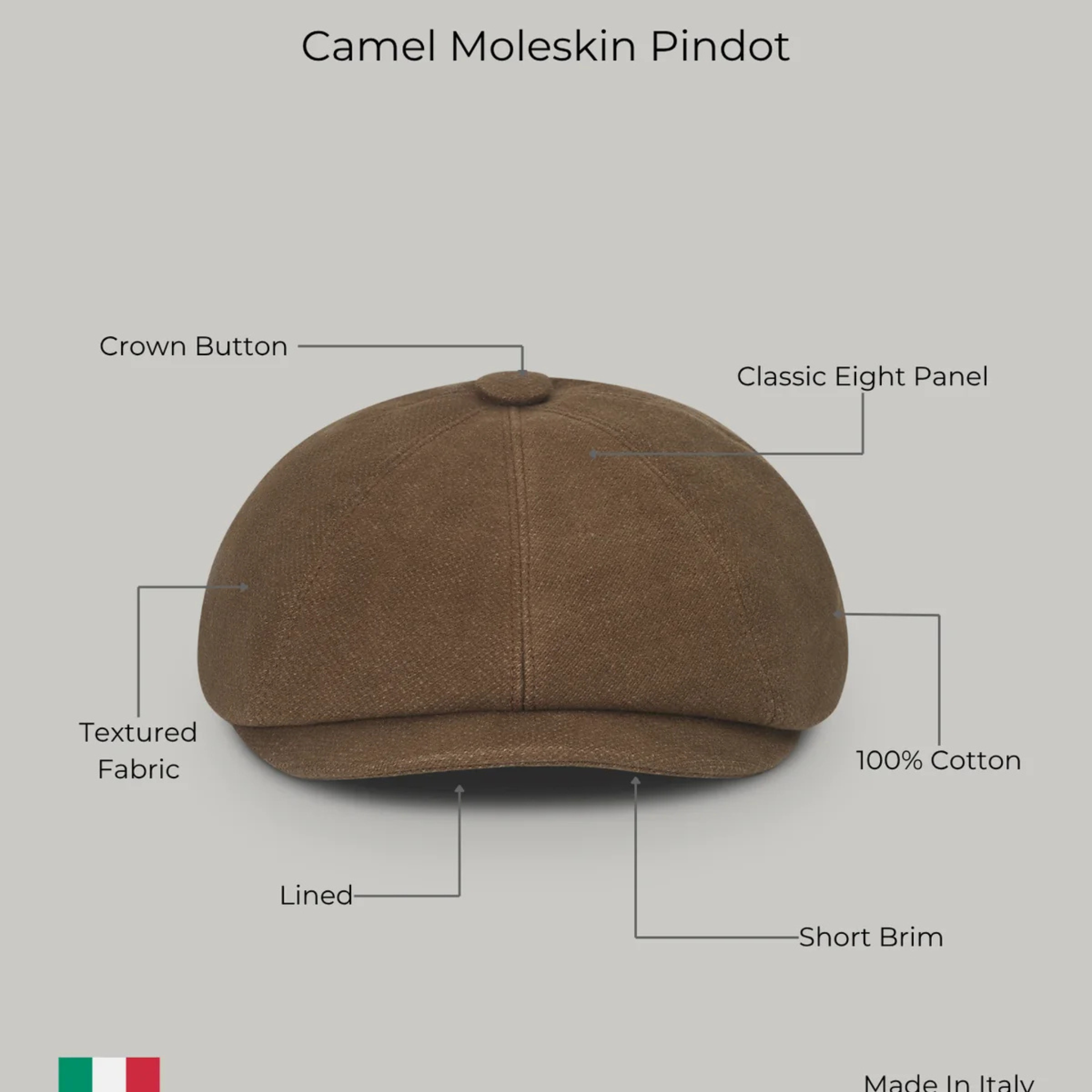 Baker Boy Hat - Camel Moleskin Pindot