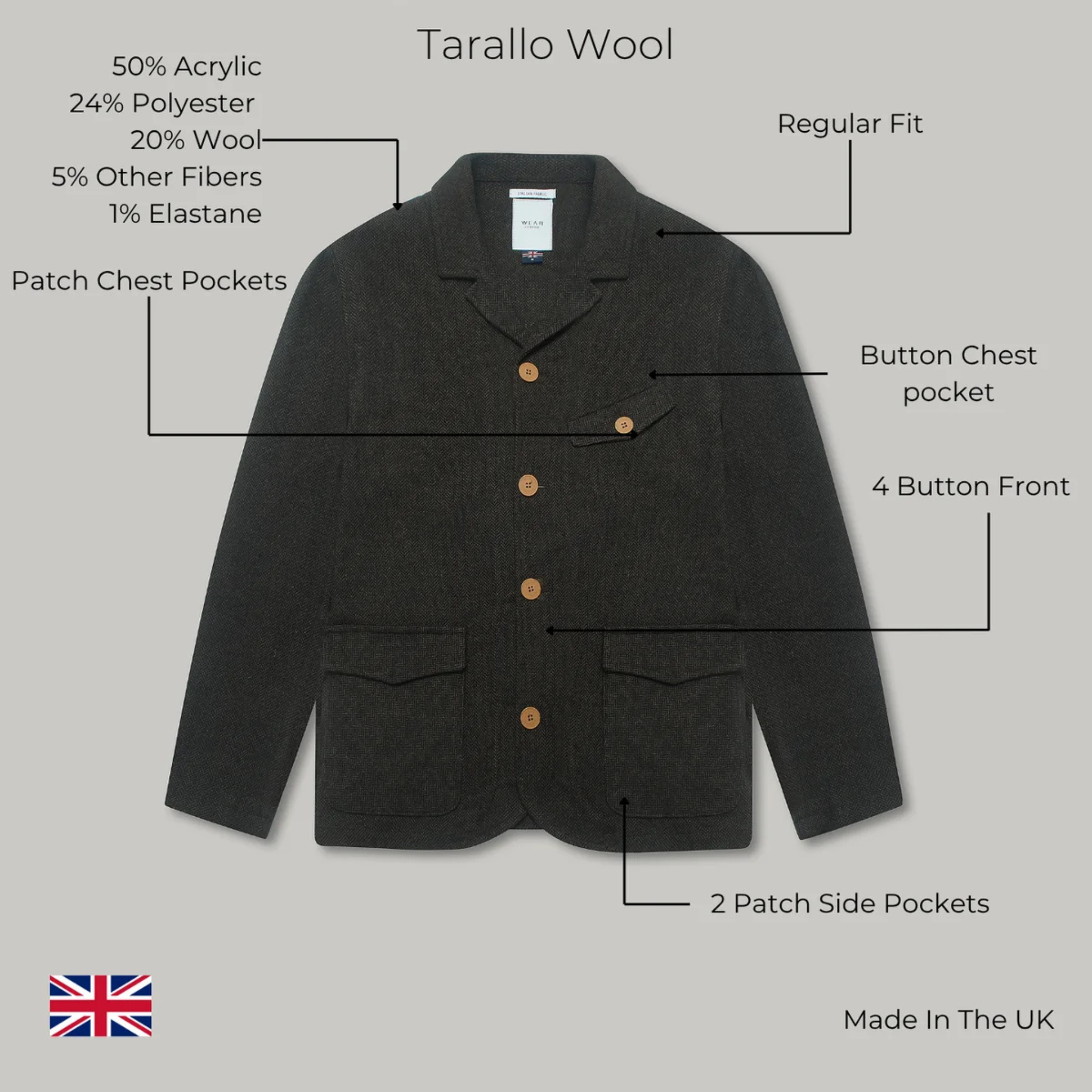 Bailey Casual Blazer - Tarallo Wool