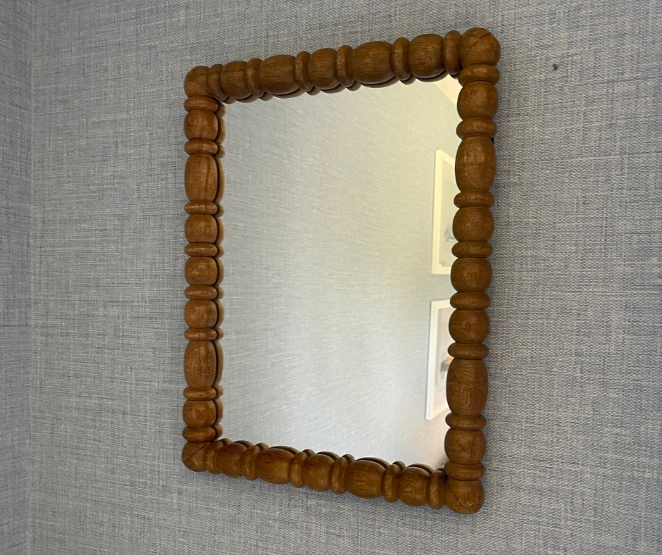 Spindle Wooden Framed Mirror - Light Brown