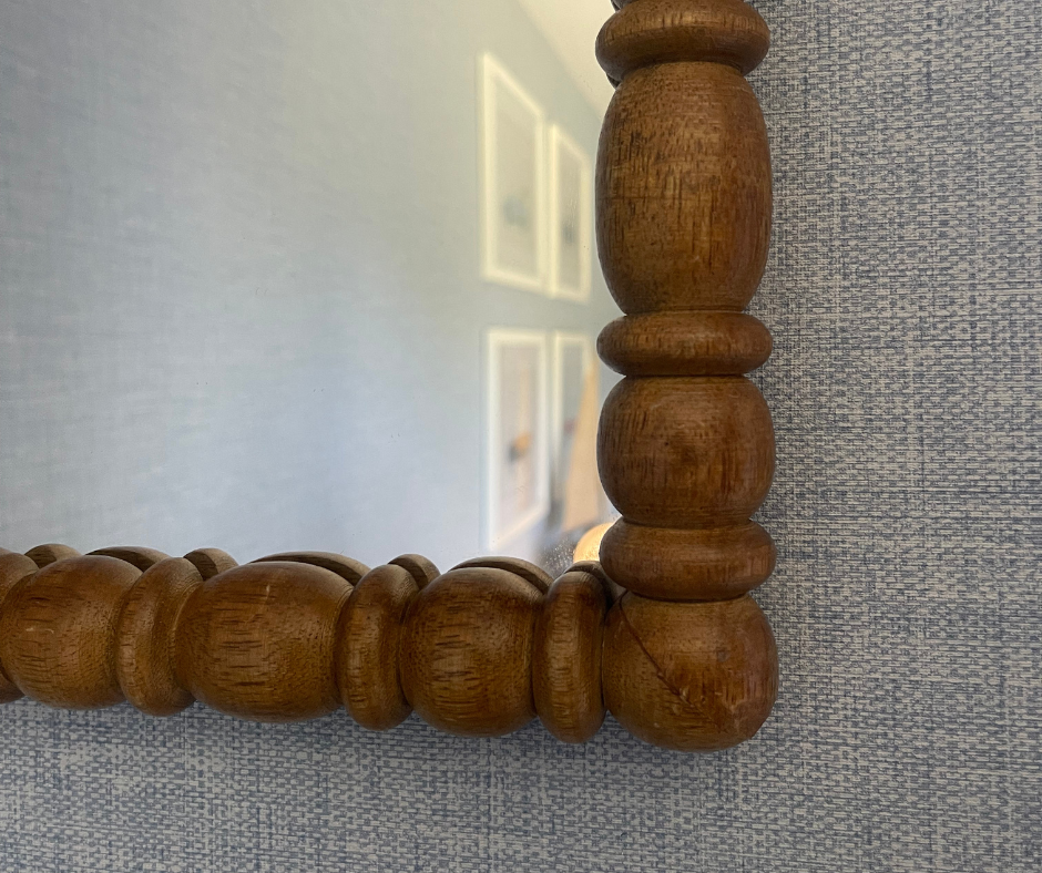 Spindle Wooden Framed Mirror - Light Brown
