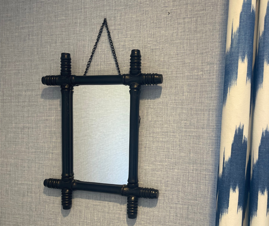 Bobbin Wooden Framed Mirror - Black