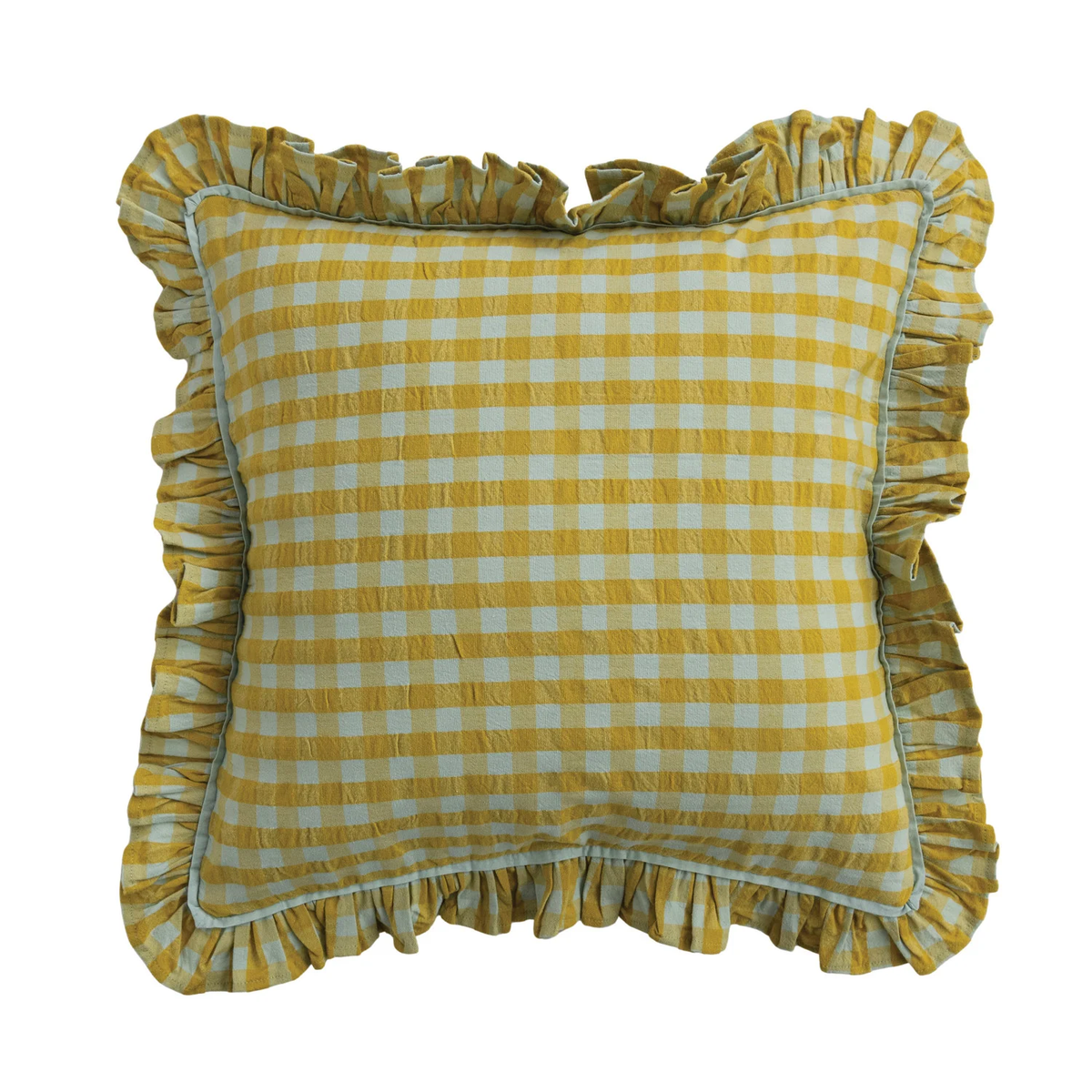 Cotton Pillow with Check Pattern
