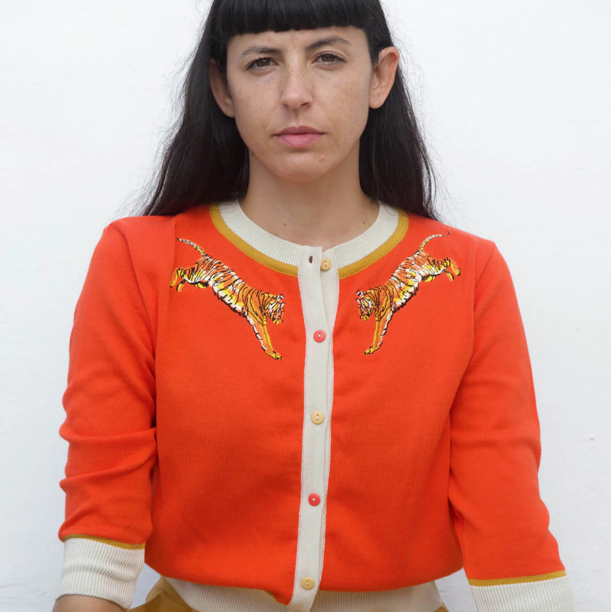 Vera Cardigan - Coral Leaping Tigers