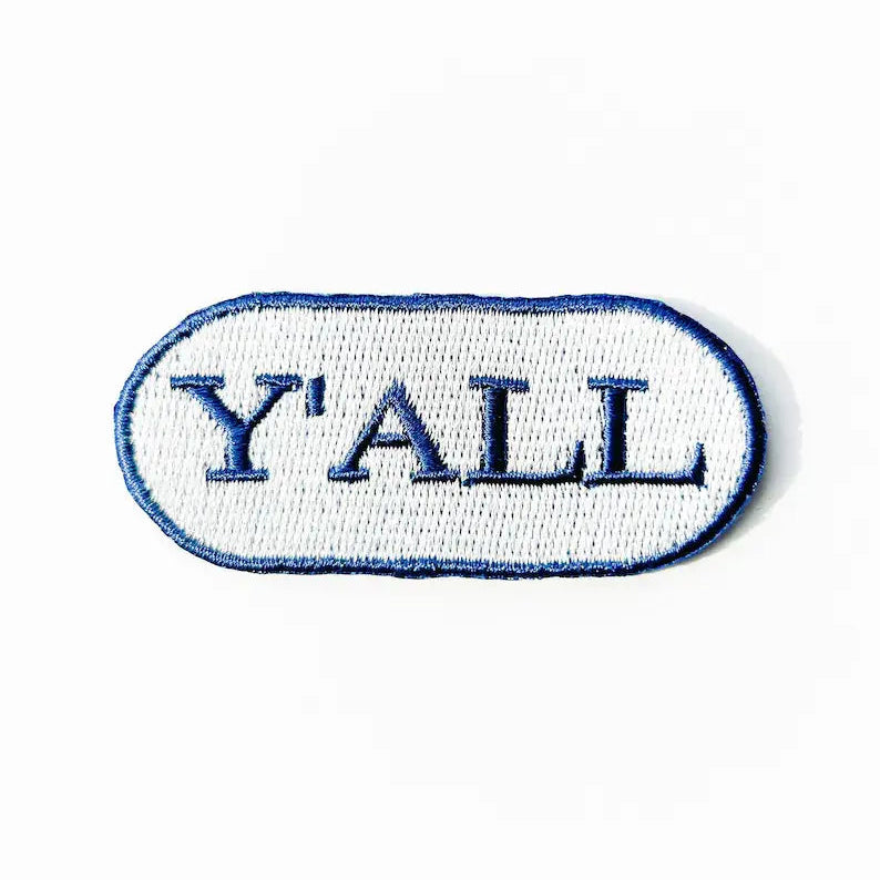 Blue Y'all Embroidered Iron-on Patch for Hats & Clothing