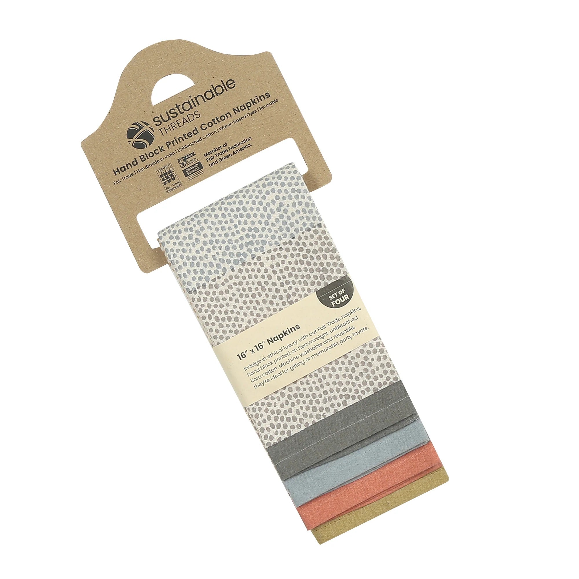 Hand Block Printed Cotton Napkins, Set of 4 | 16″×16″ | Reverie