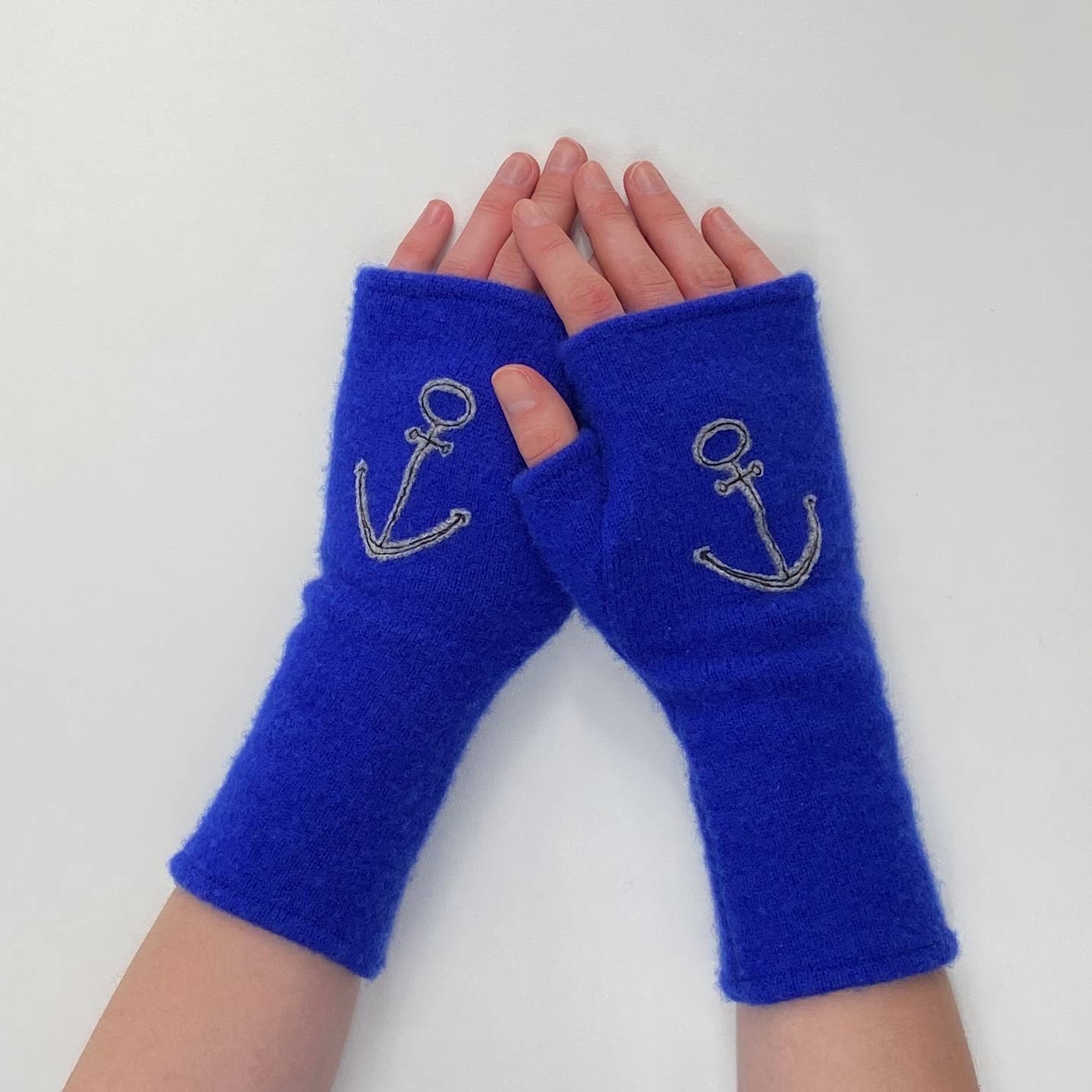 Fingerless Cashmere Gloves-Anchor