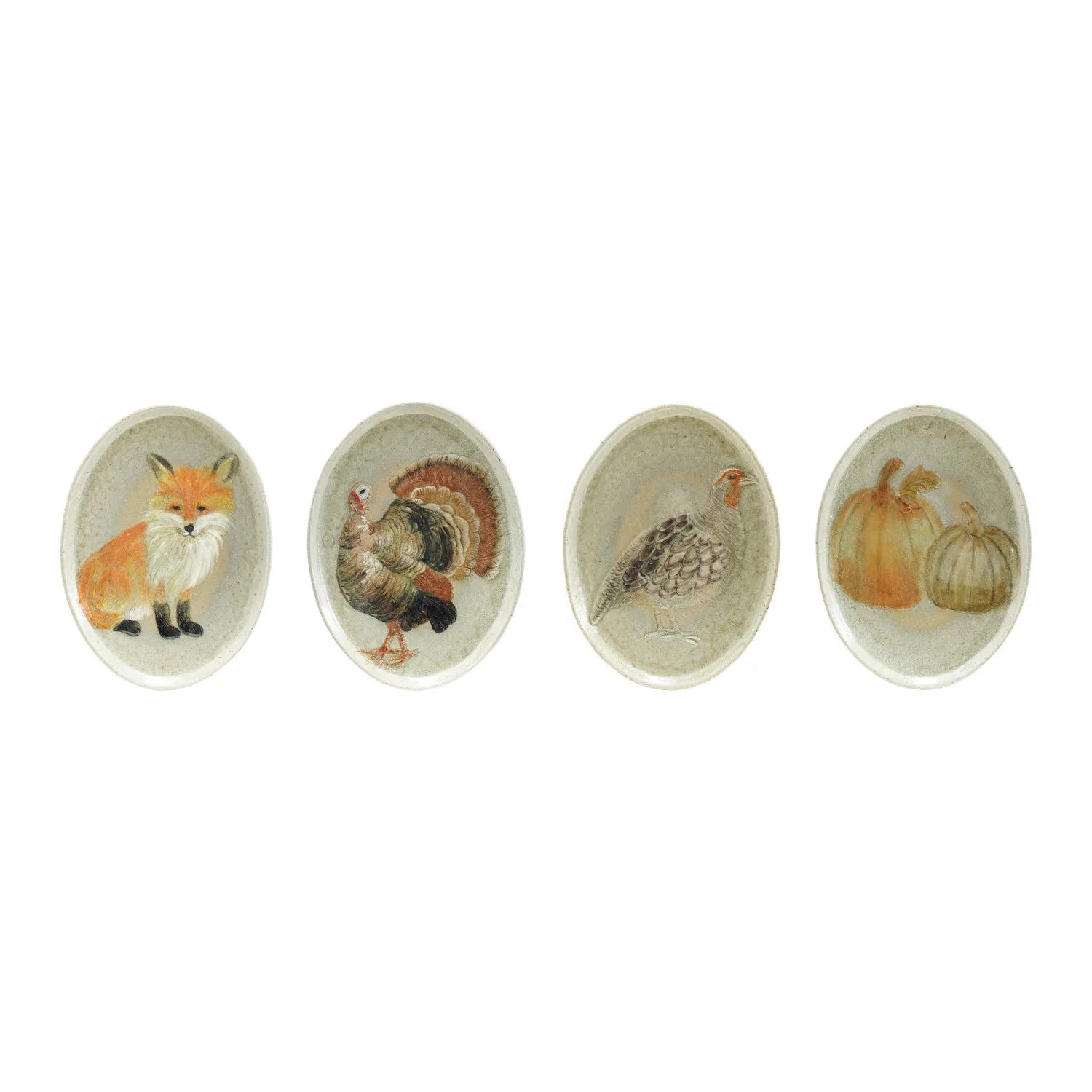 Stoneware platter with Autumnal Animal