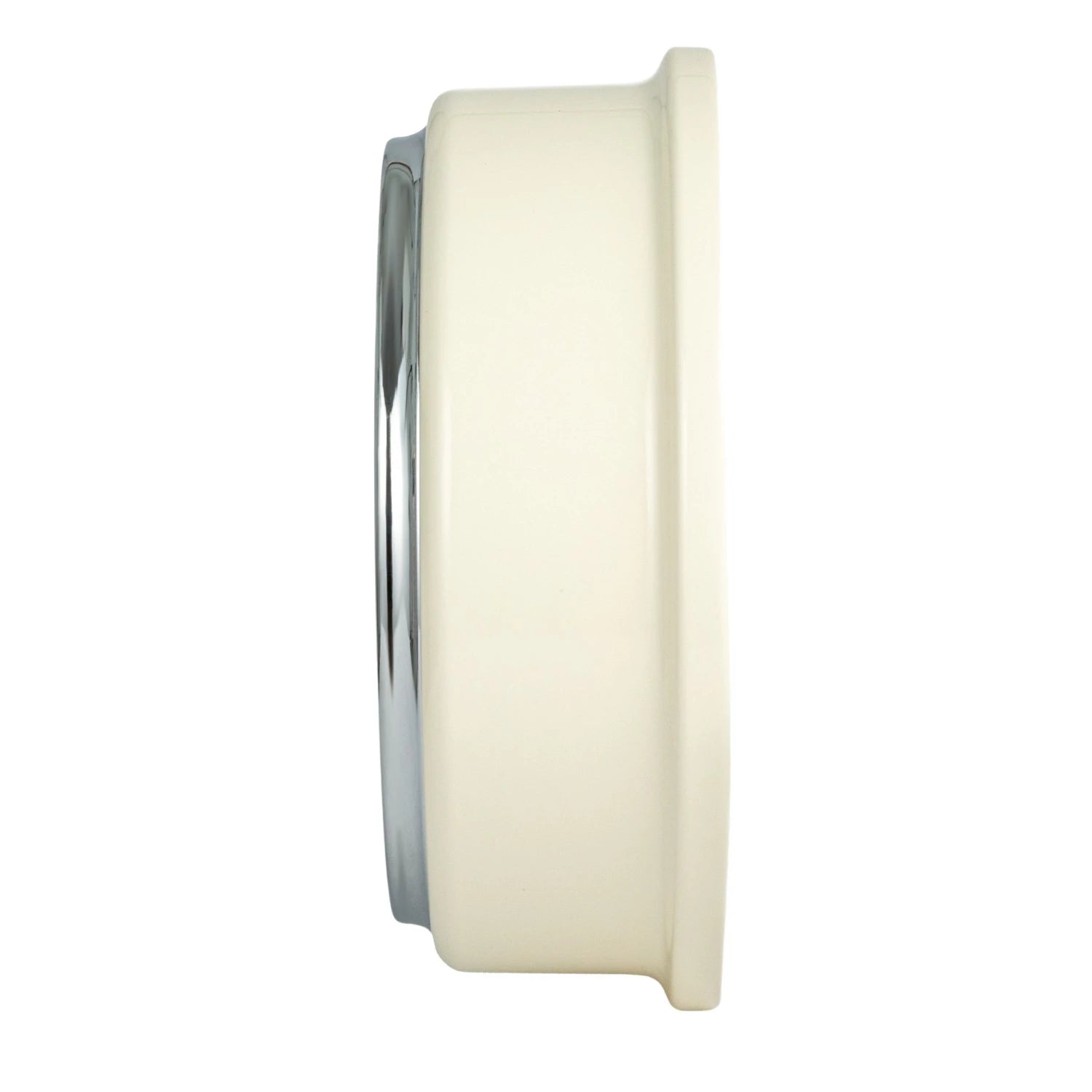 Chic Cream Metal Wall Clock - Chrome Finish