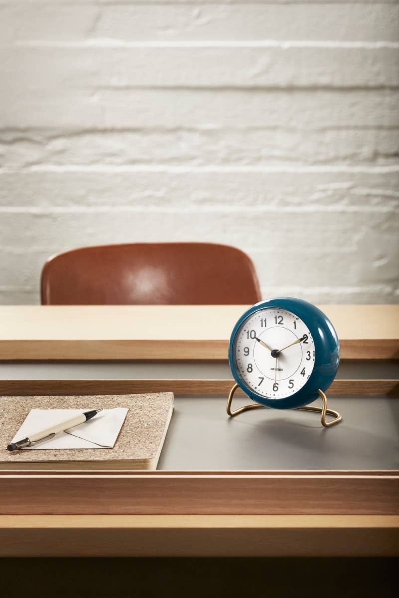 Arne Jacobsen - Station - 4.3" Dia. Table Clock w/ Alarm