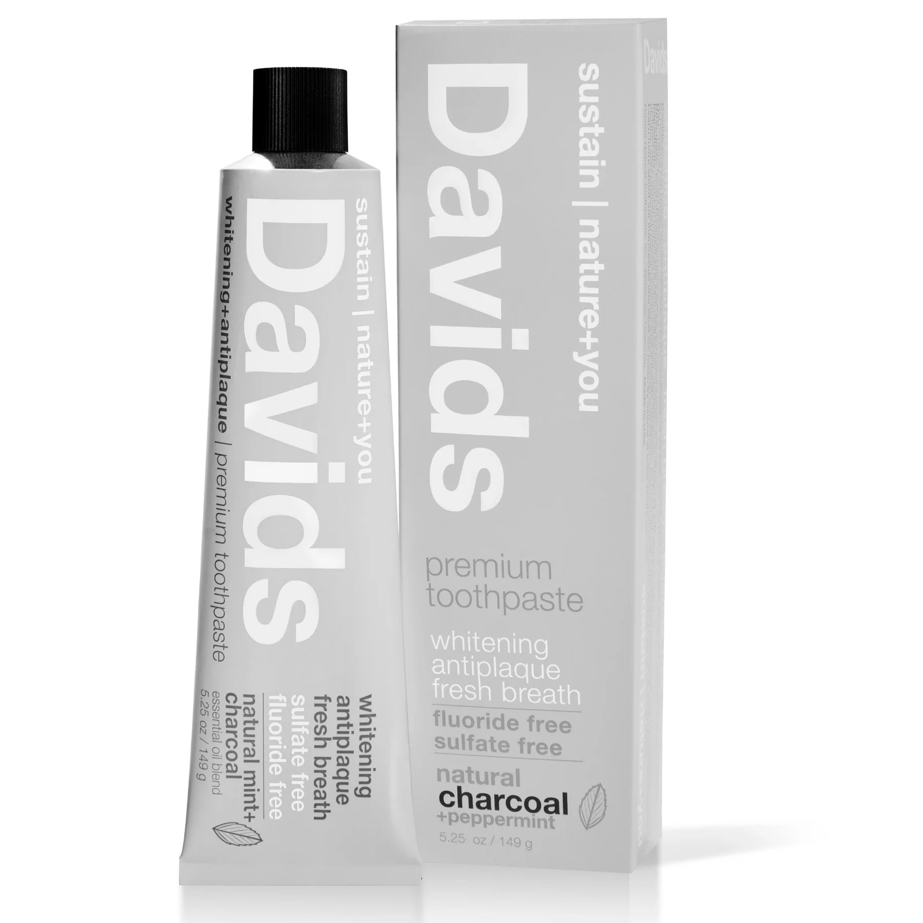 Davids Natural Toothpaste - Charcoal + Peppermint - 5.25 oz