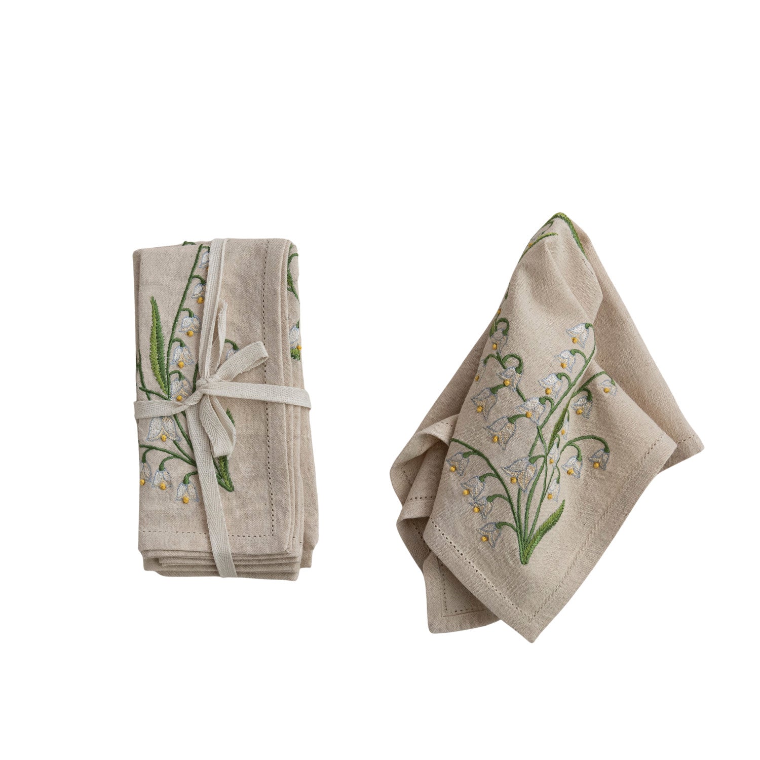 Cotton/Linen Napkins, Set of 4 Tied with Cotton Tape