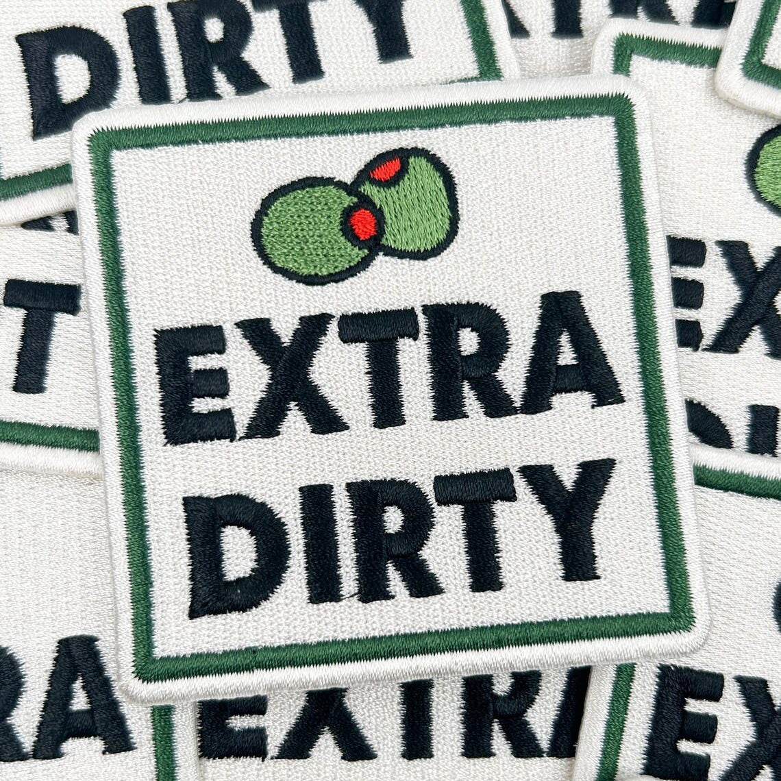 Extra Dirty Patch Funny Embroidered Iron On Martini Cocktail
