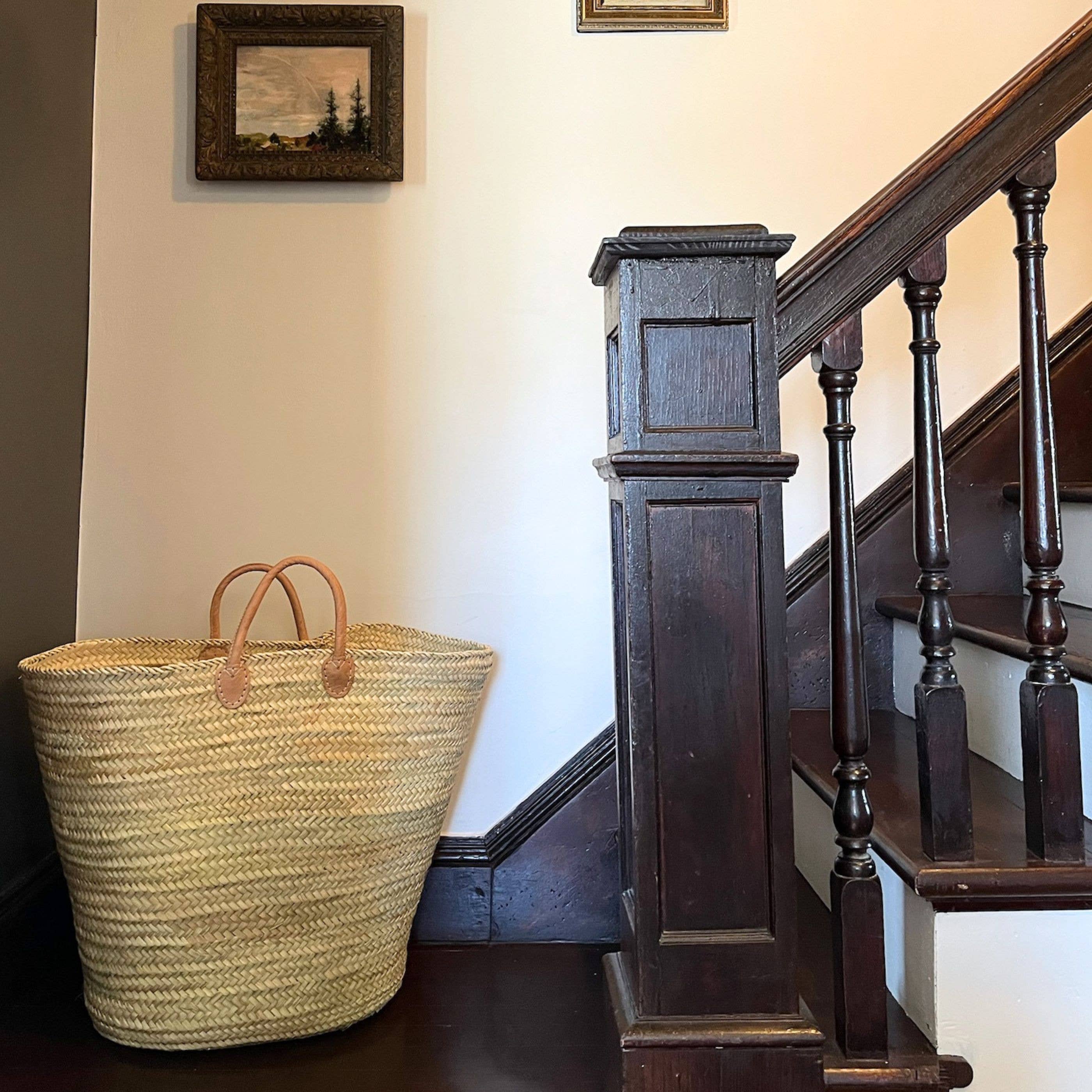 House Basket with Leather Handles