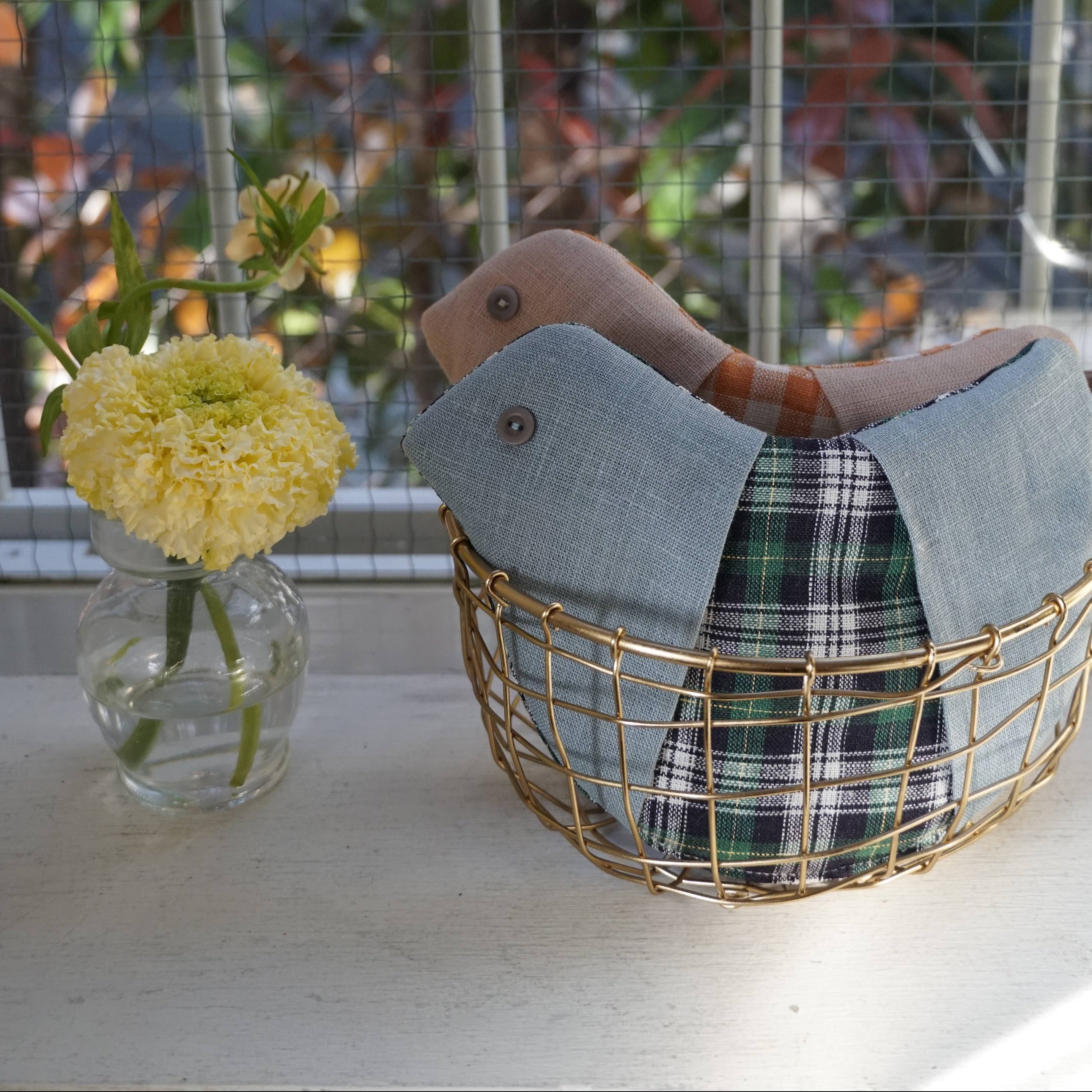 Linen Pot Holder Bird-Assorted Color