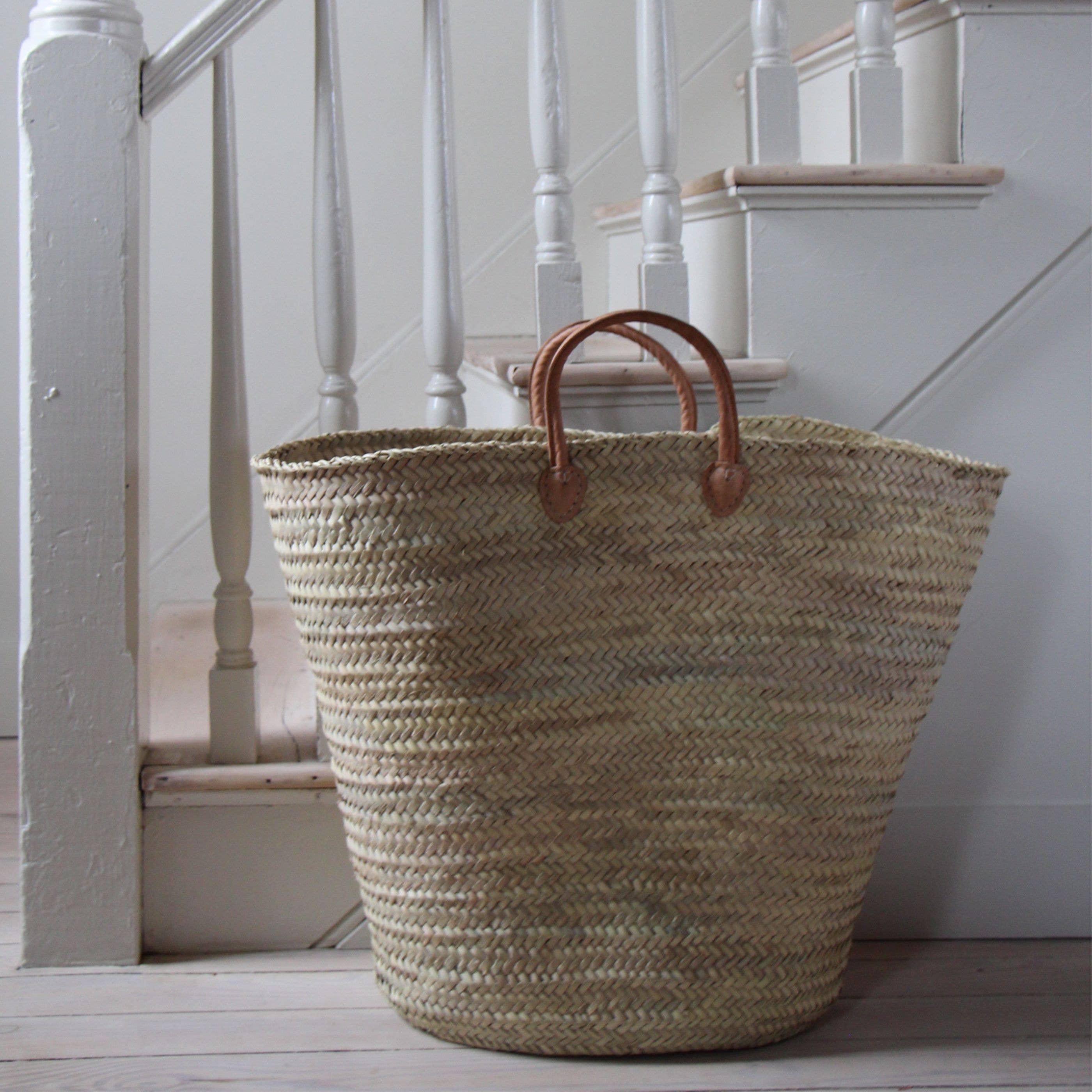 House Basket with Leather Handles