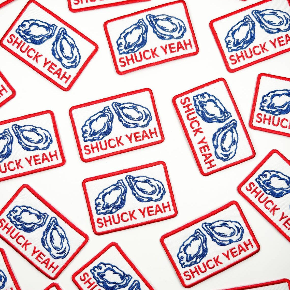 Shuck Yeah Embroidered Iron-on Sew-on Patch Oyster Beach