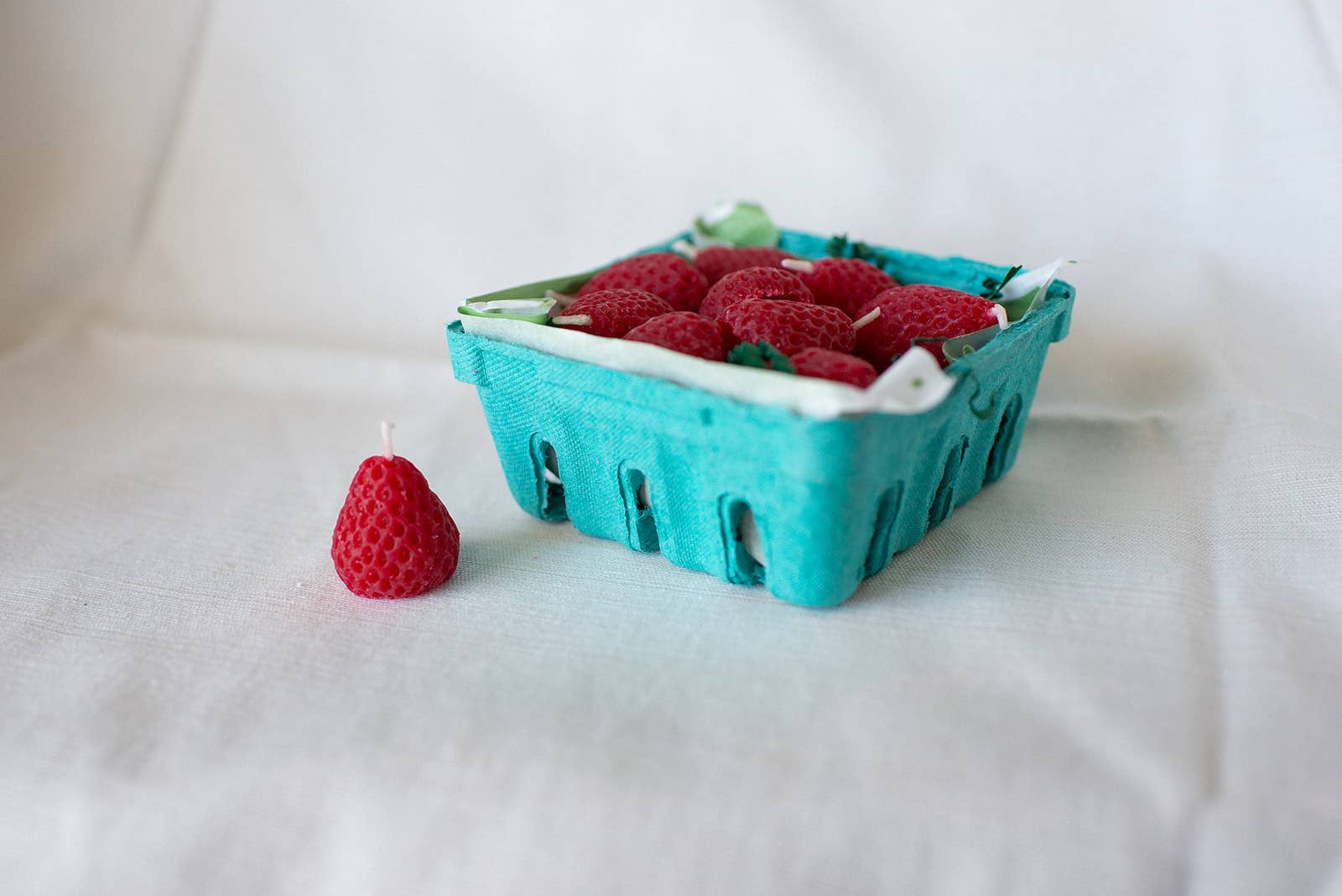 Beeswax Strawberry Birthday Candles - set of 10