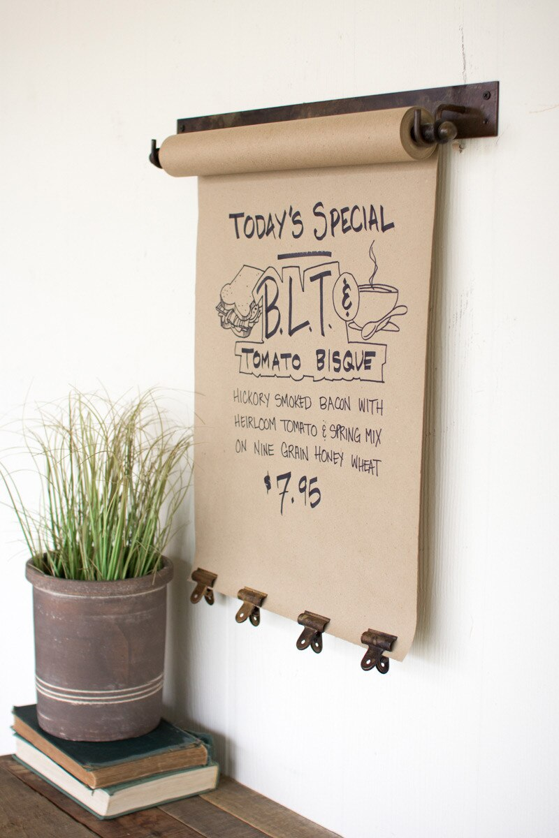 Hanging Note Roll with 4 Brass Finish Clips