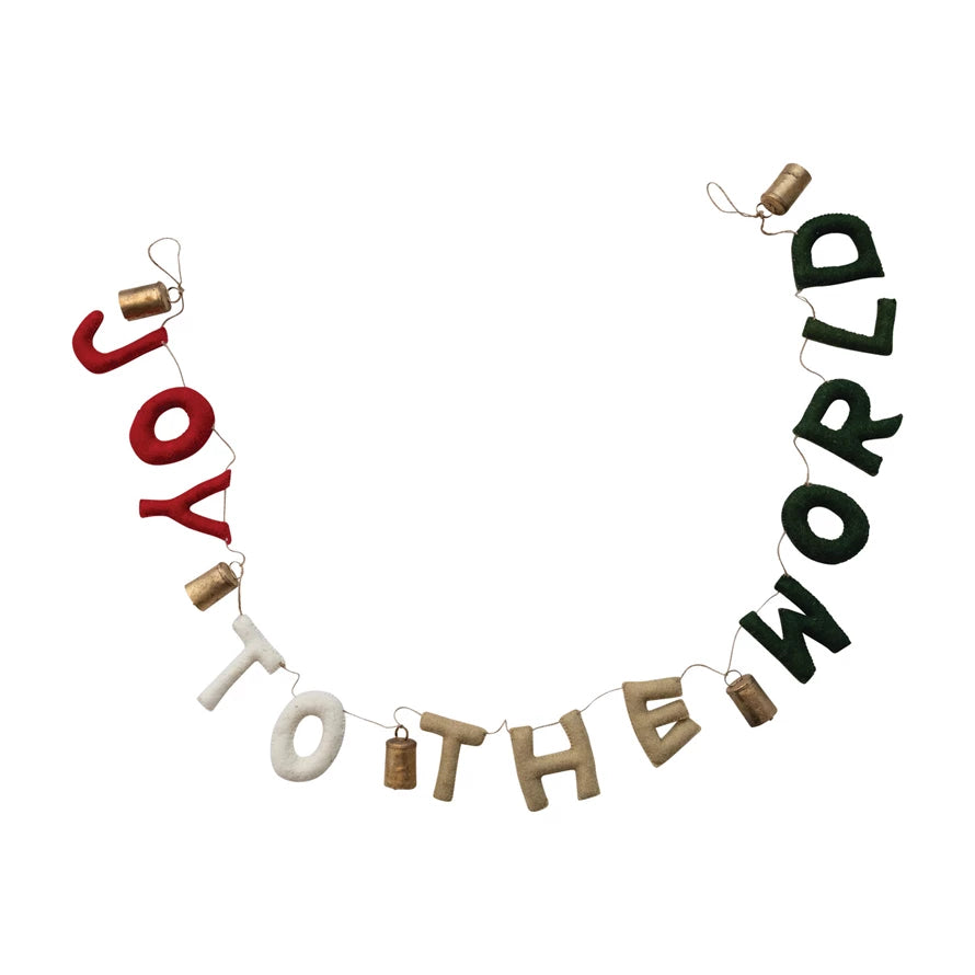 Handmade Wool Felt "Joy To The World" Garland