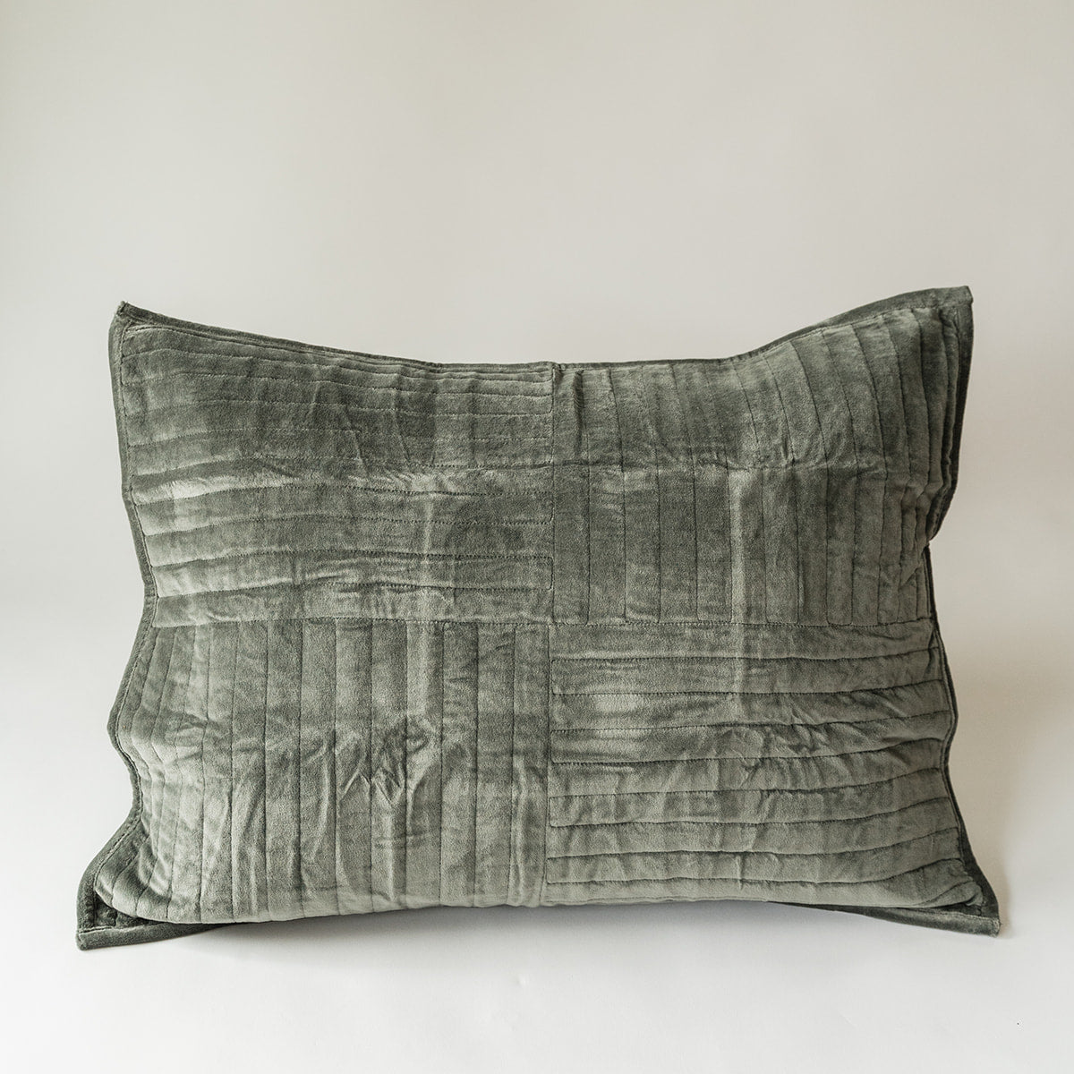 Channel Grid Velvet Shams - Set of 2