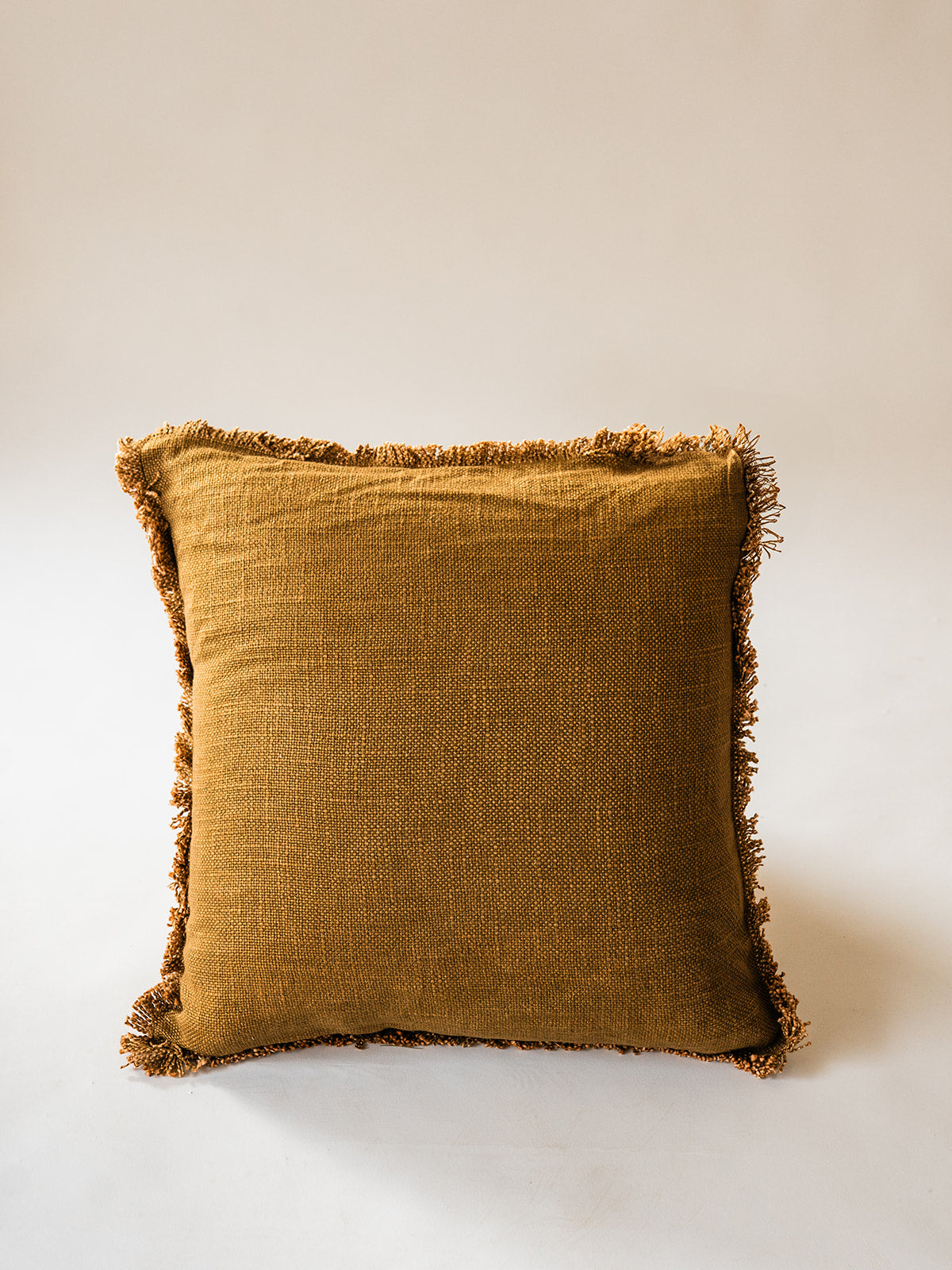 Luxe Linen Fringe Square Throw Pillow