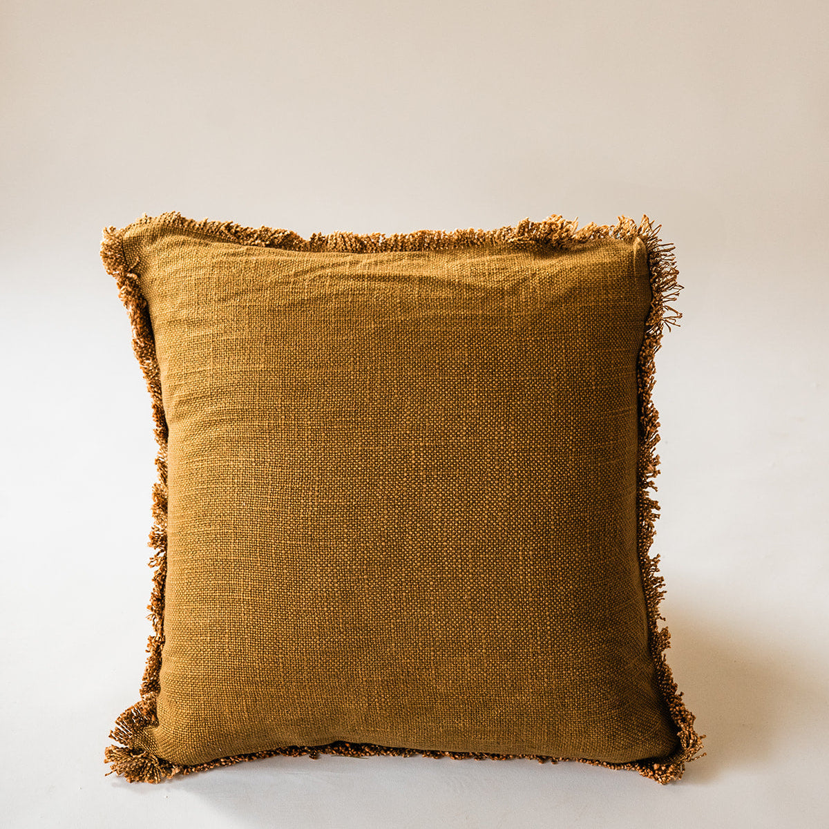 Luxe Linen Fringe Square Throw Pillow