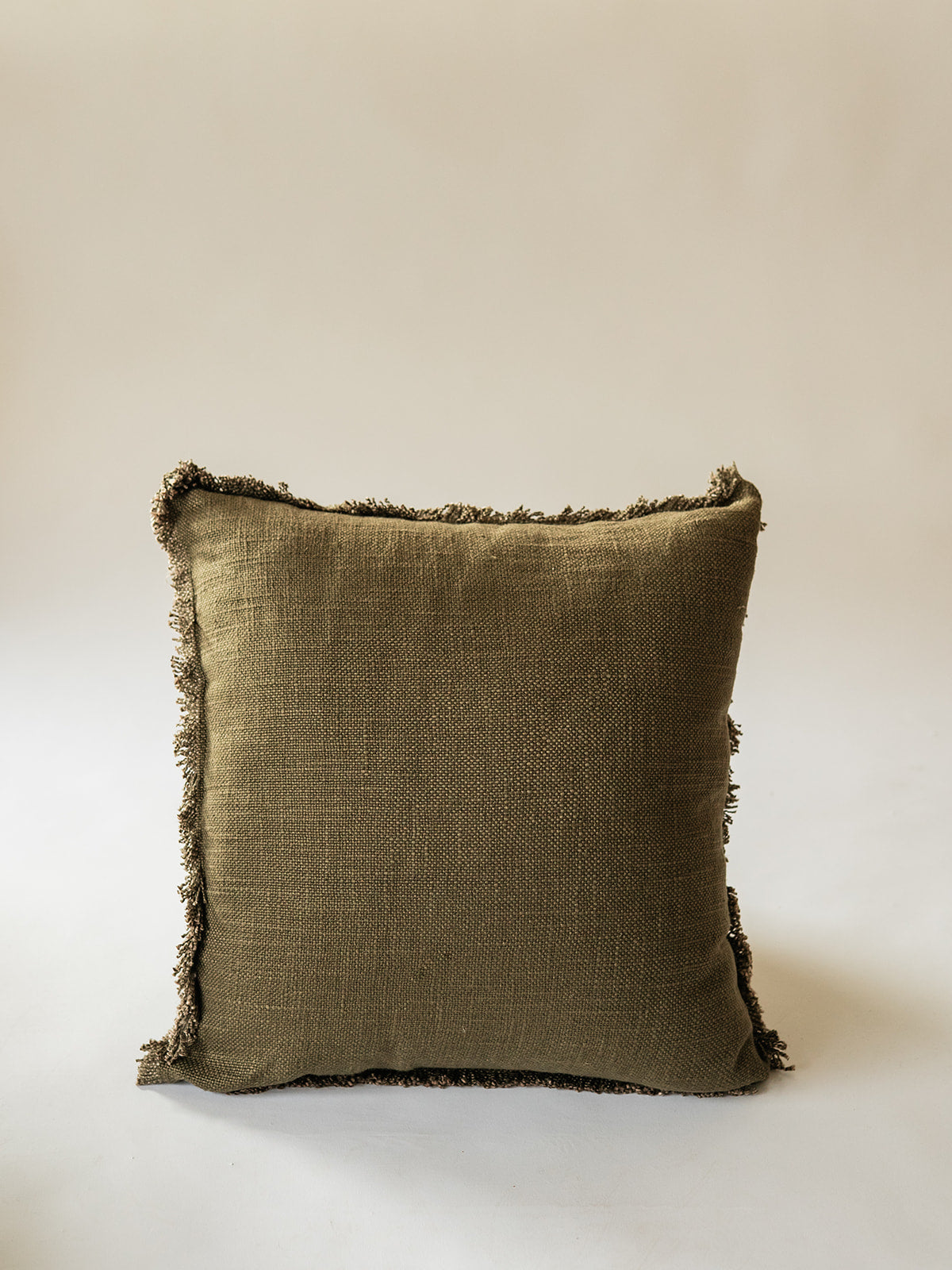 Luxe Linen Fringe Square Throw Pillow