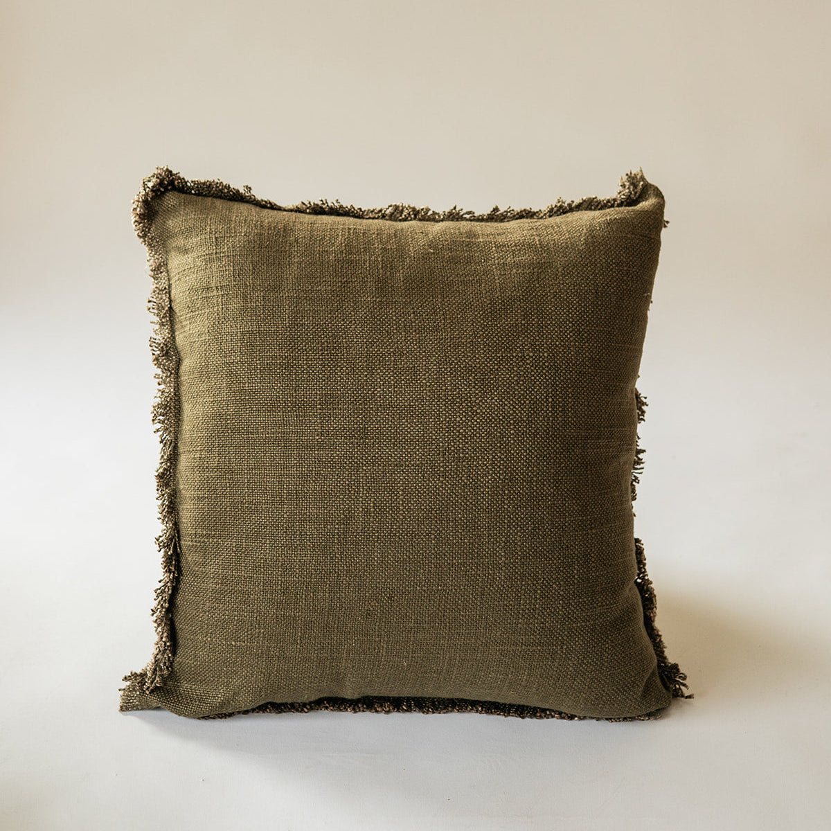 Luxe Linen Fringe Square Throw Pillow
