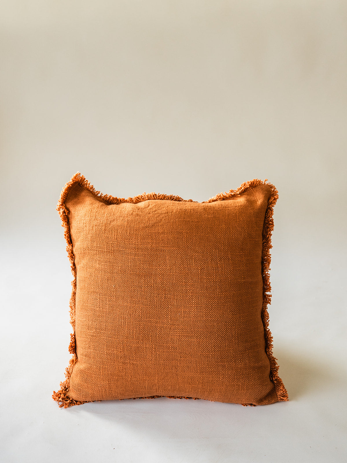 Luxe Linen Fringe Square Throw Pillow