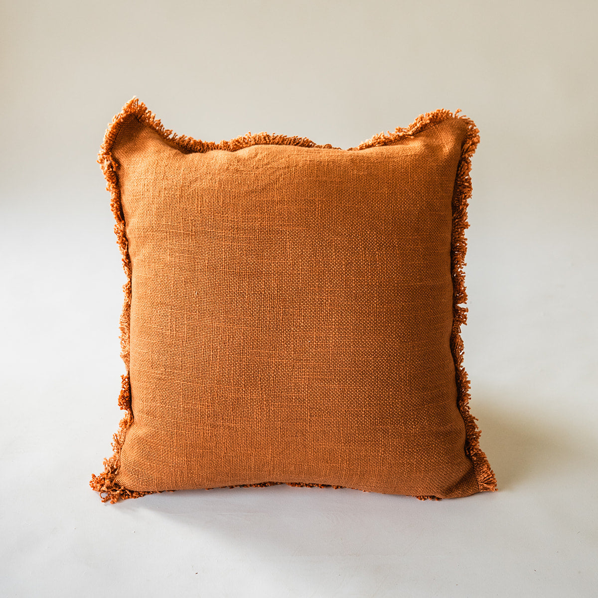 Luxe Linen Fringe Square Throw Pillow
