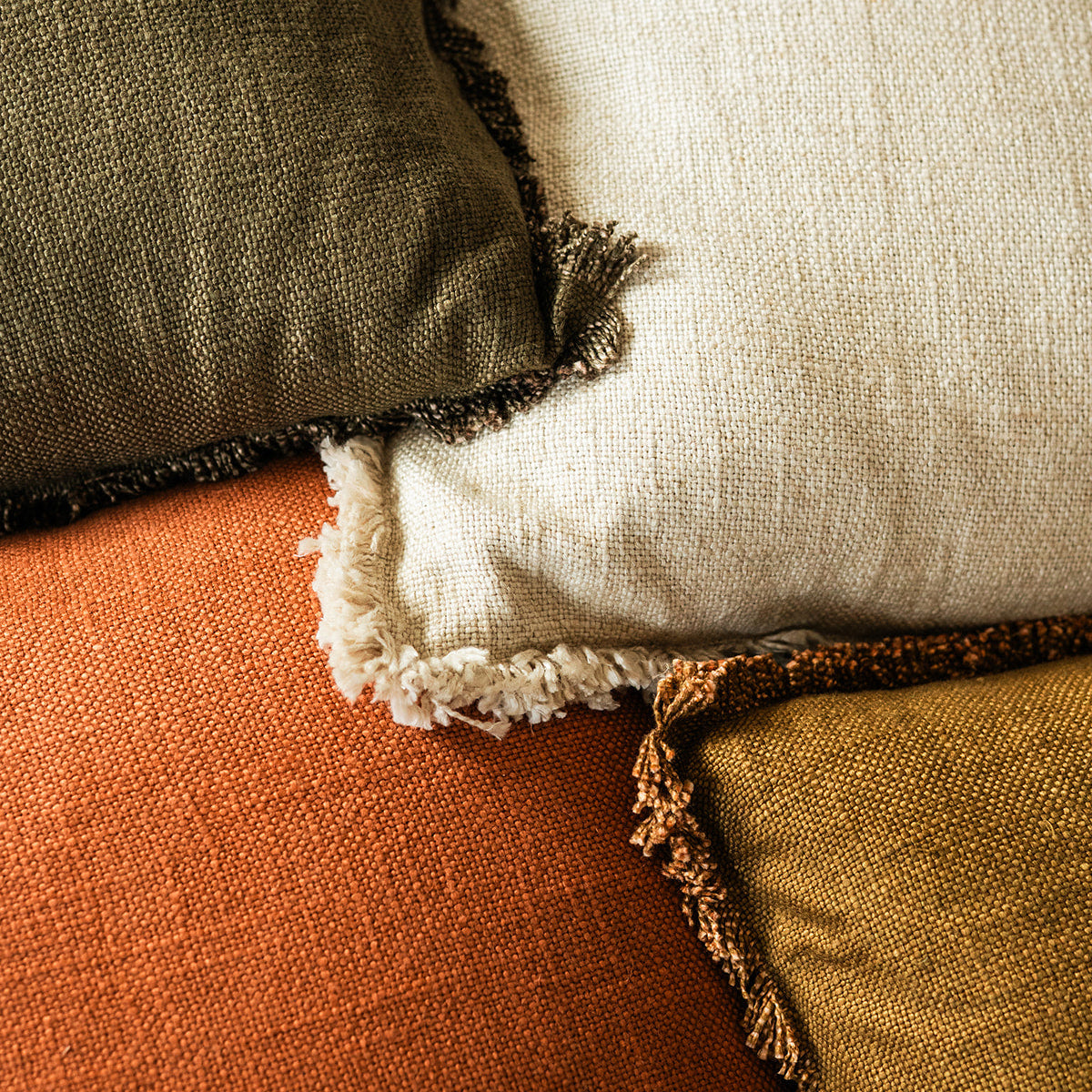 Luxe Linen Fringe Square Throw Pillow