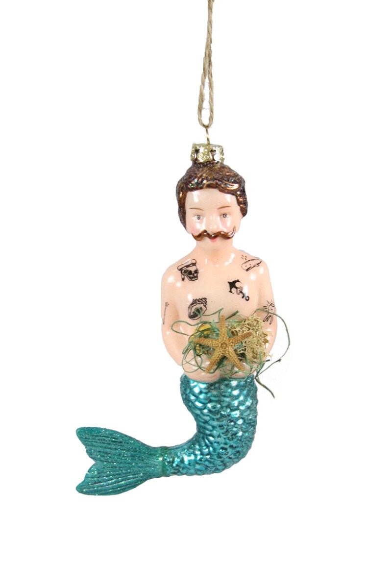 Merman Glass Ornament