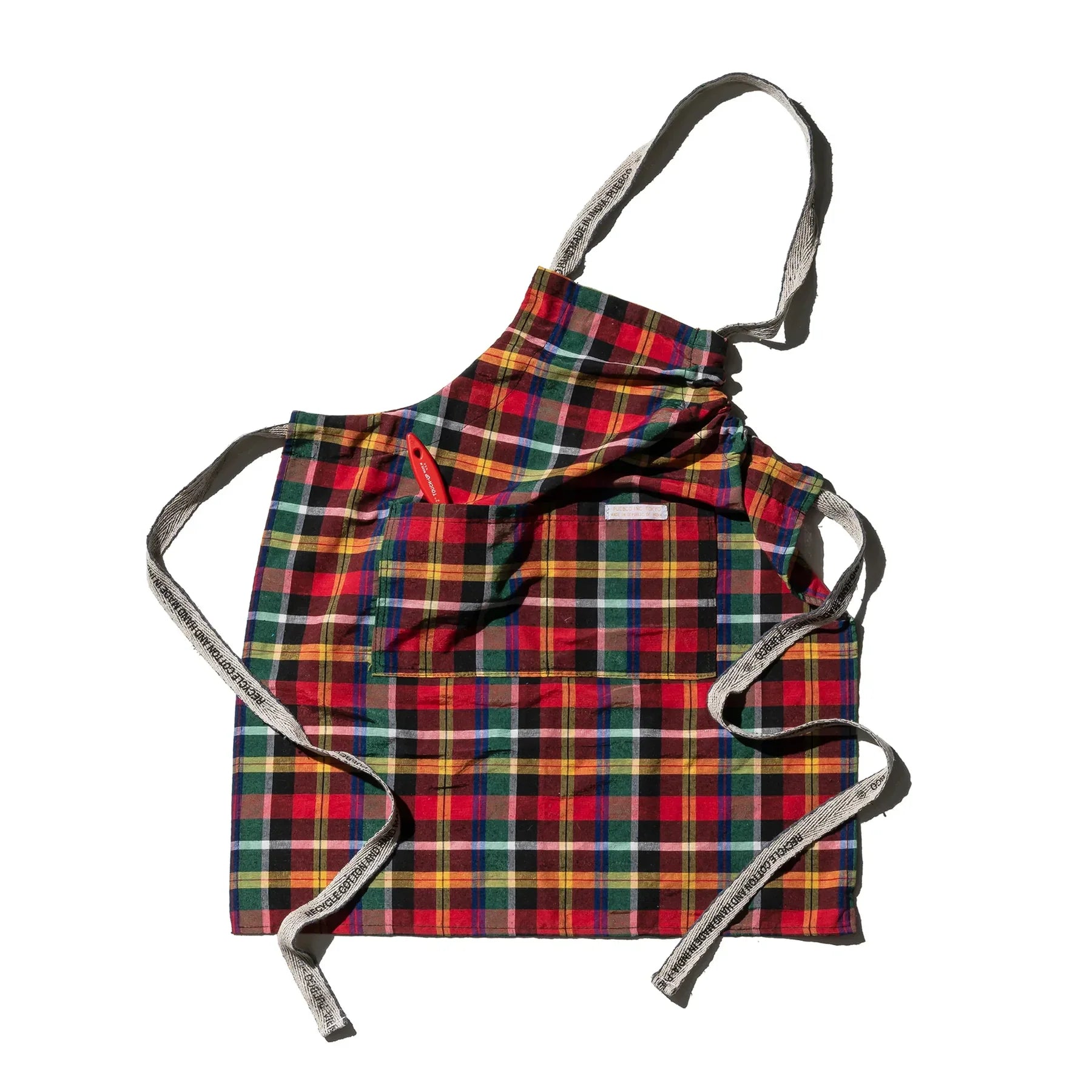 Recycled Cotton Check Apron - Red x Green