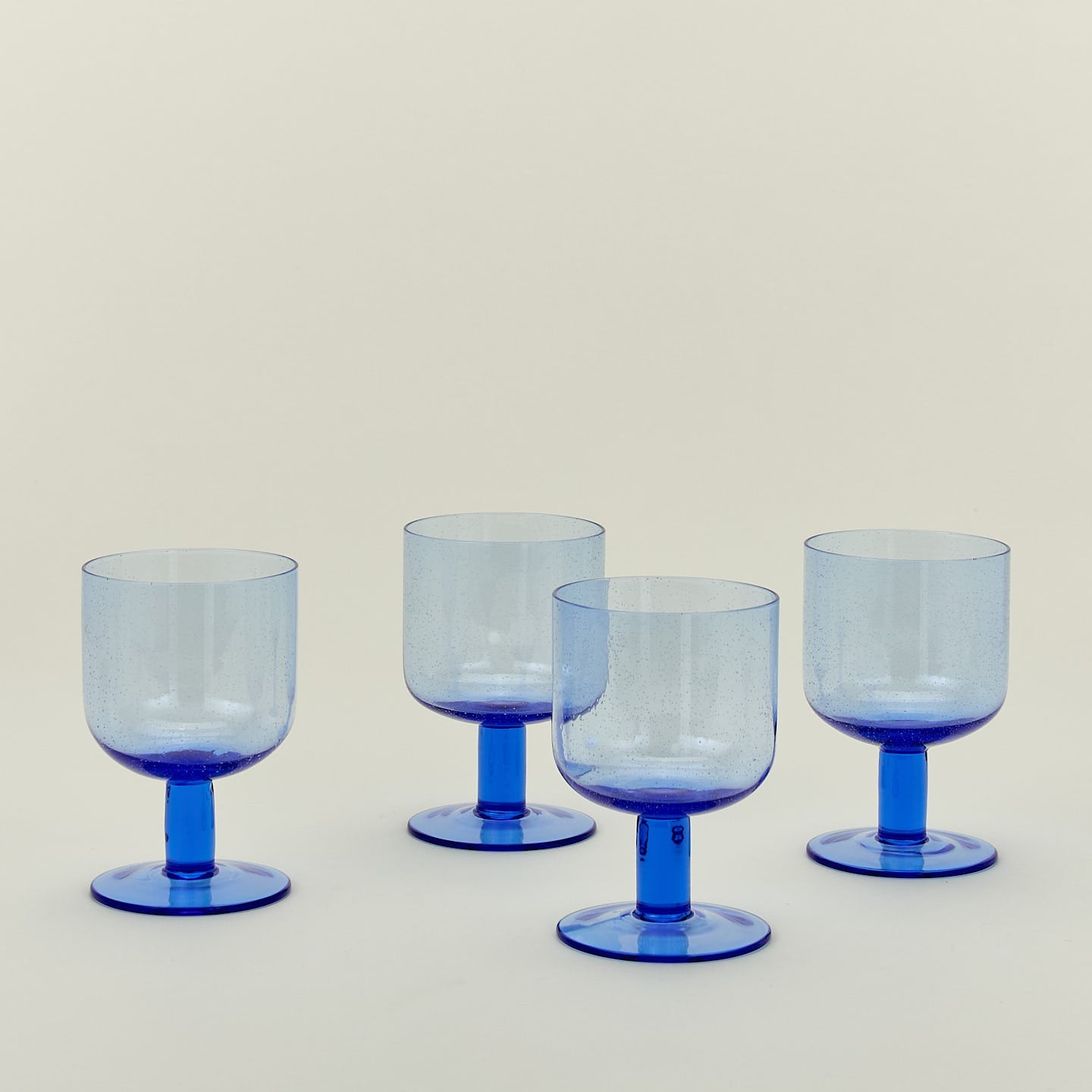 SIMPLE SEEDED GLASSWARE - STEMMED - SET OF 4, BLUE