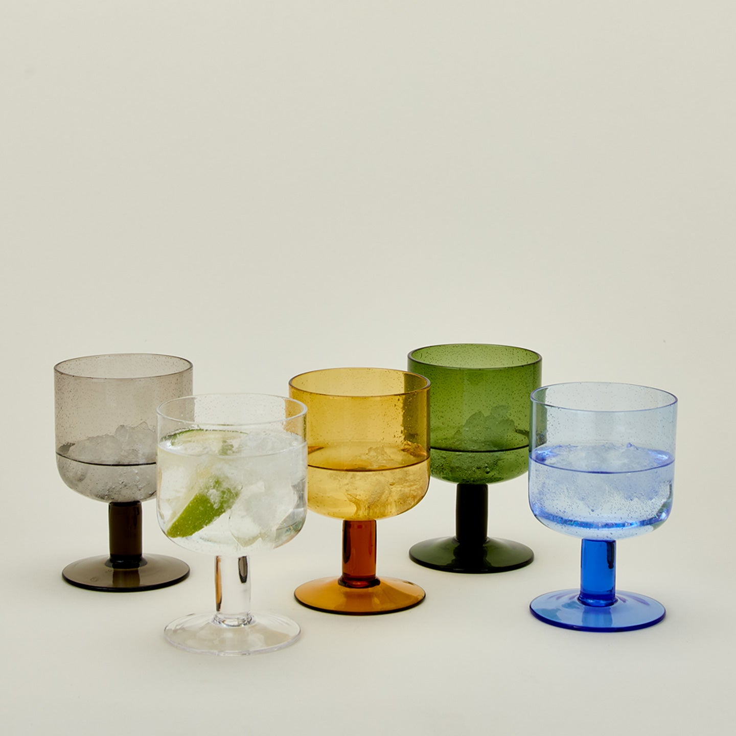 SIMPLE SEEDED GLASSWARE - STEMMED - SET OF 4, AMBER