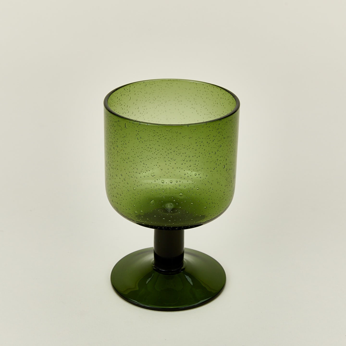 SIMPLE SEEDED GLASSWARE - STEMMED - SET OF 4, OLIVE