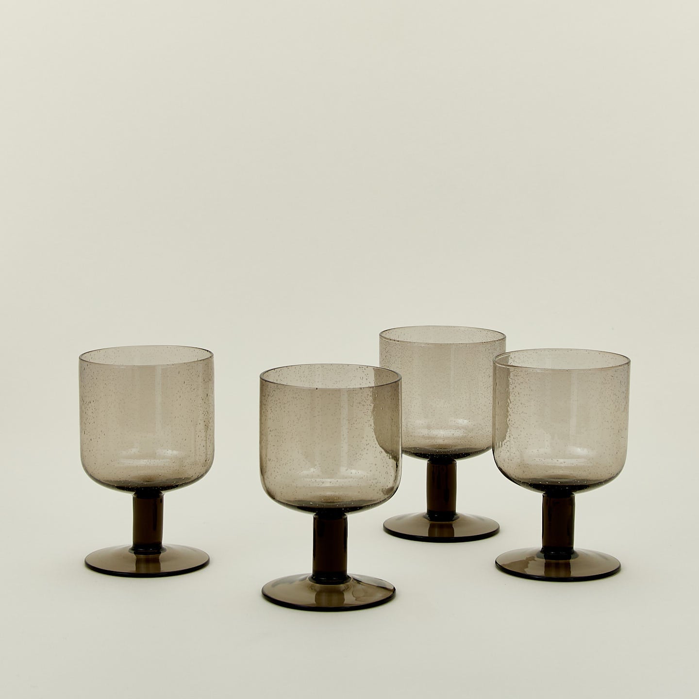 SIMPLE SEEDED GLASSWARE - STEMMED - SET OF 4, SMOKE