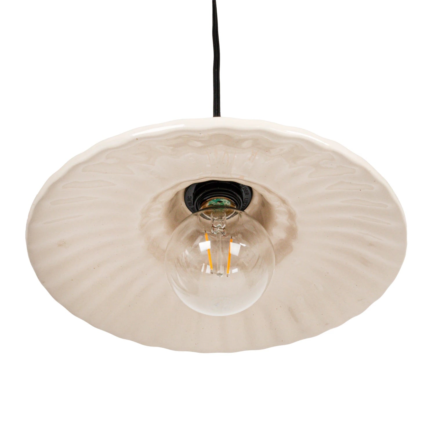 Stoneware & Metal Pleated Pendant Lamp