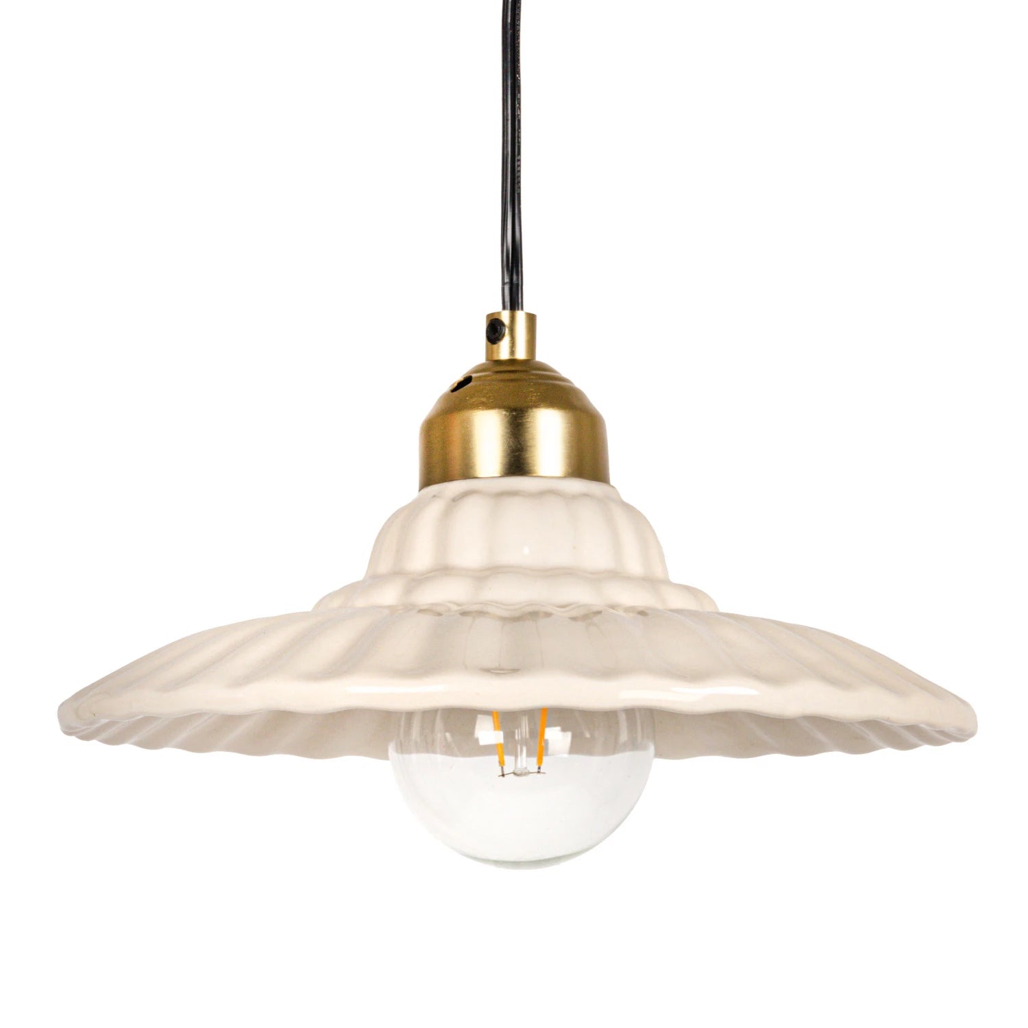 Stoneware & Metal Pleated Pendant Lamp