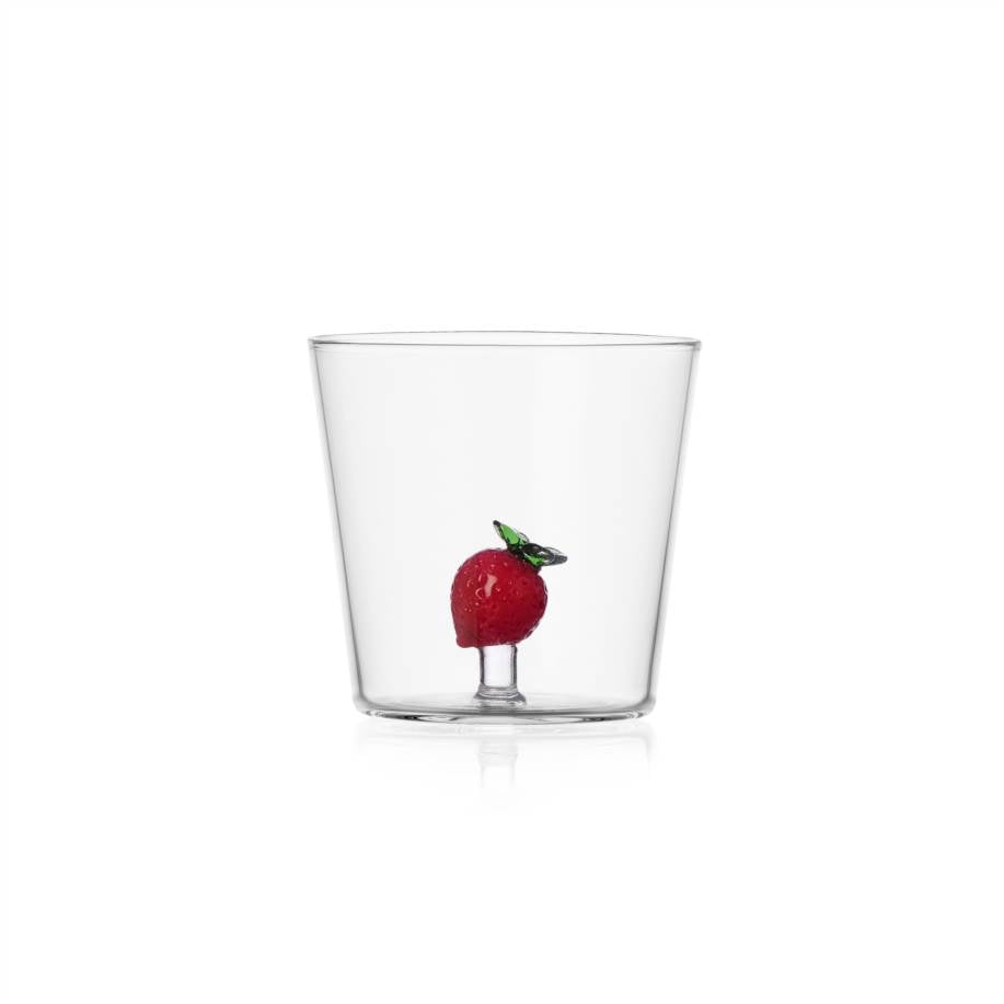 Fruits & Flowers Glass Tumblers - Strawberrry