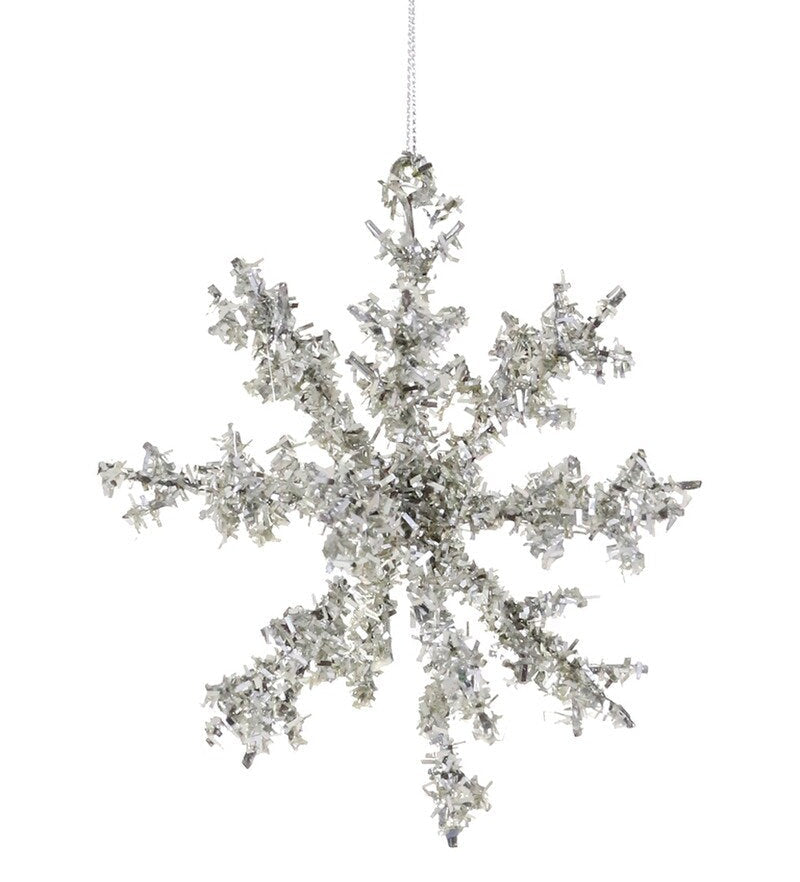 Tinsel Snowflake Ornament - Silver