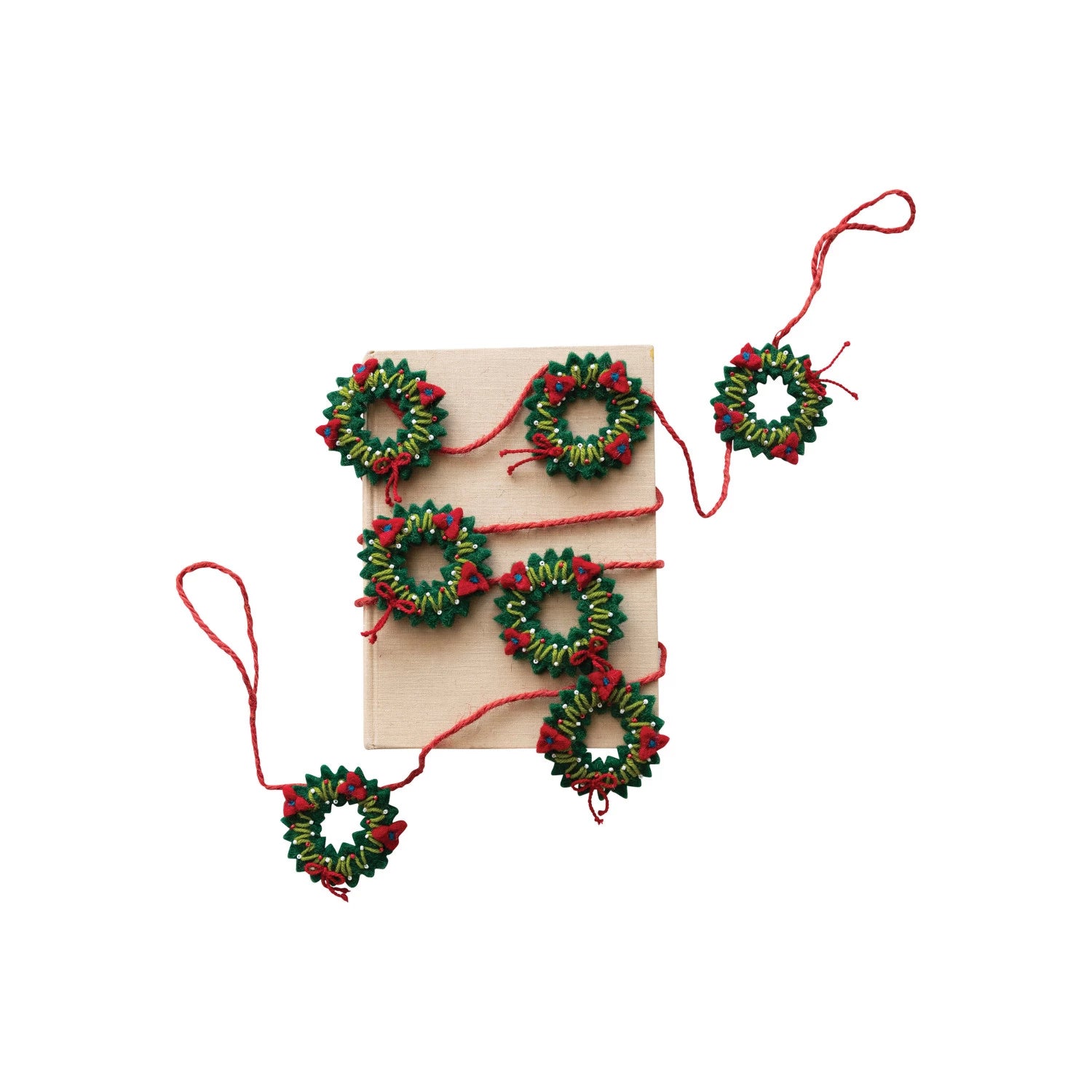 Handmade Wool Felt Holiday Wreaths Garland